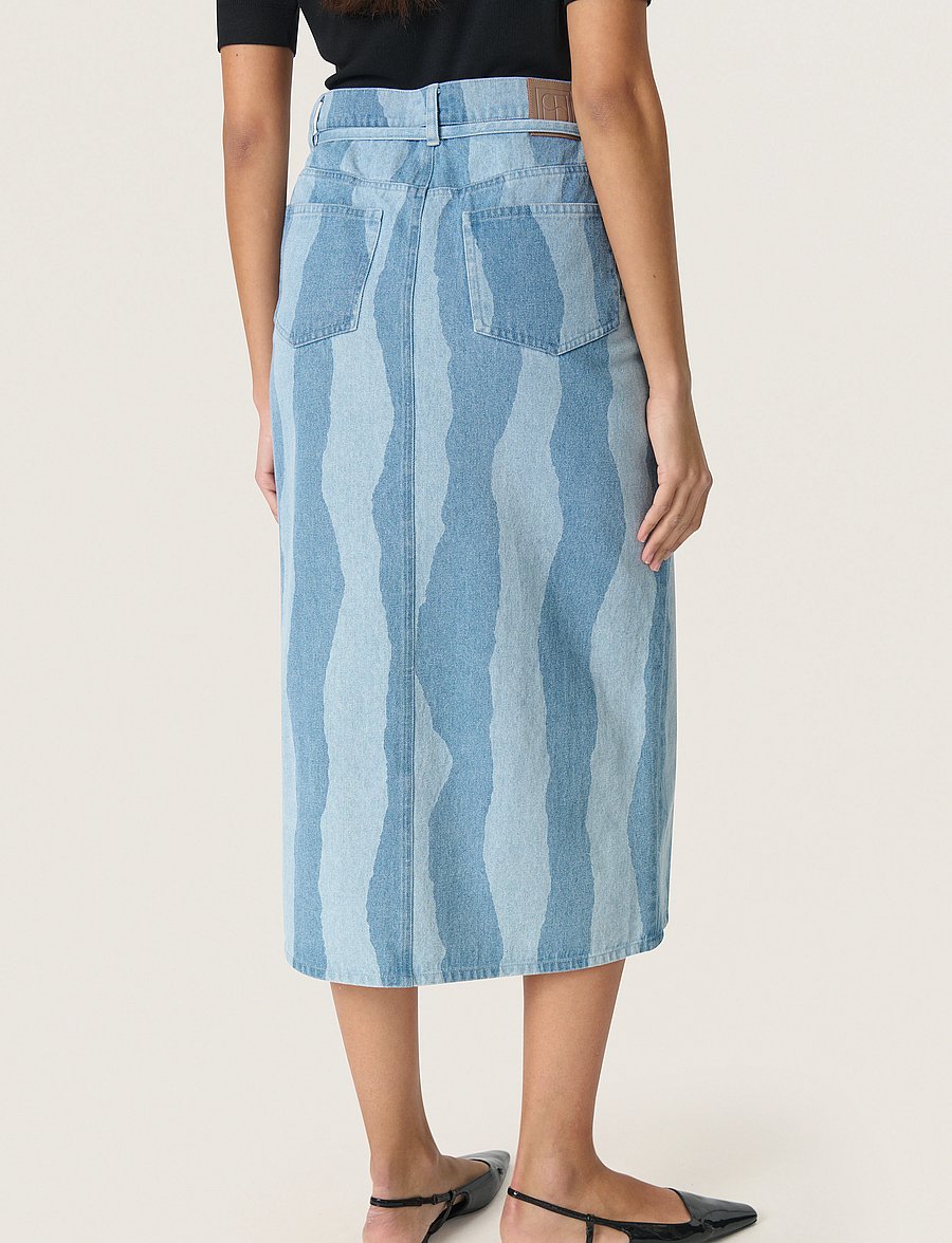 Soaked - SLMaisa Skirt - jeansröcke - medium blue torn stripes - 4