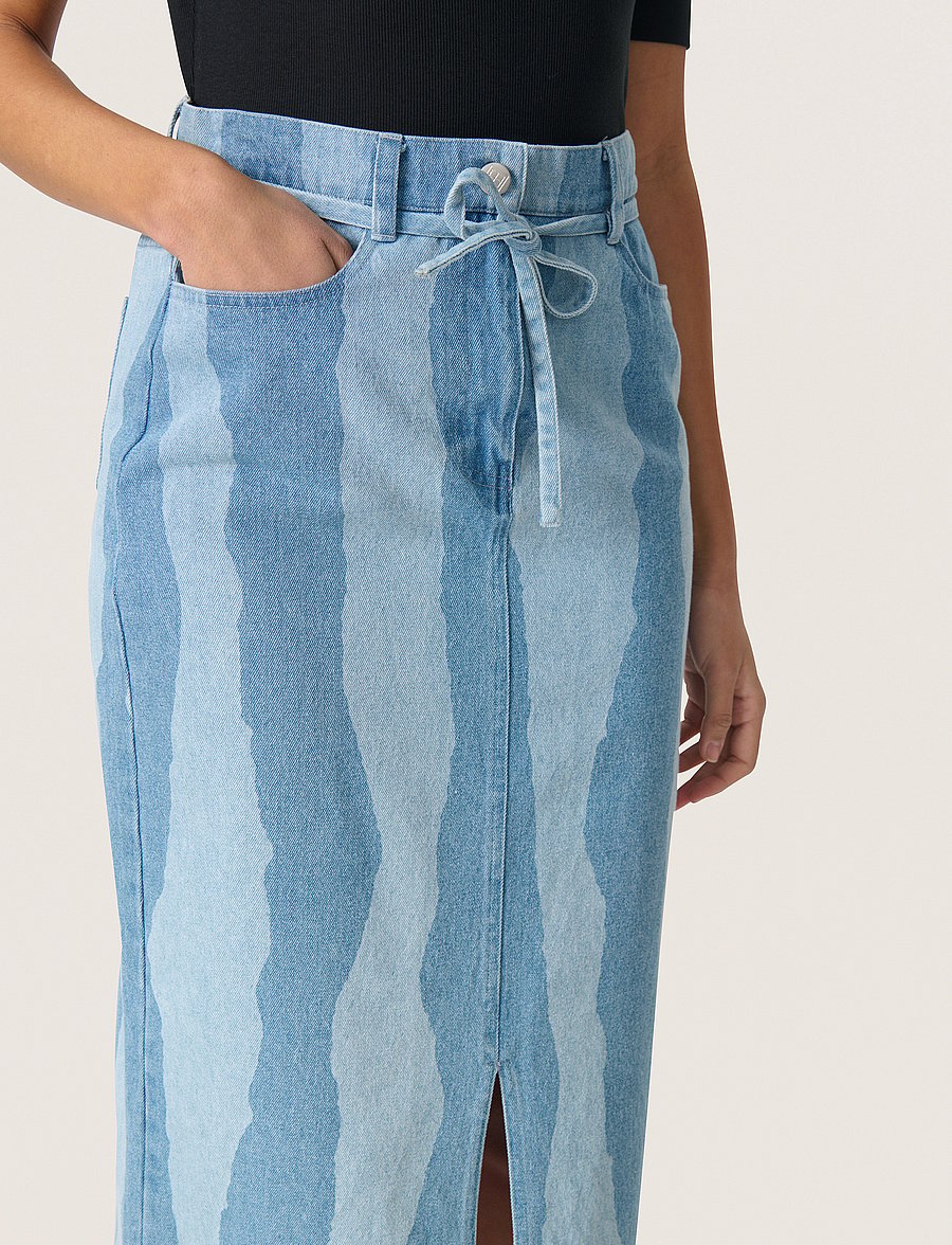 Soaked - SLMaisa Skirt - jeansröcke - medium blue torn stripes - 5