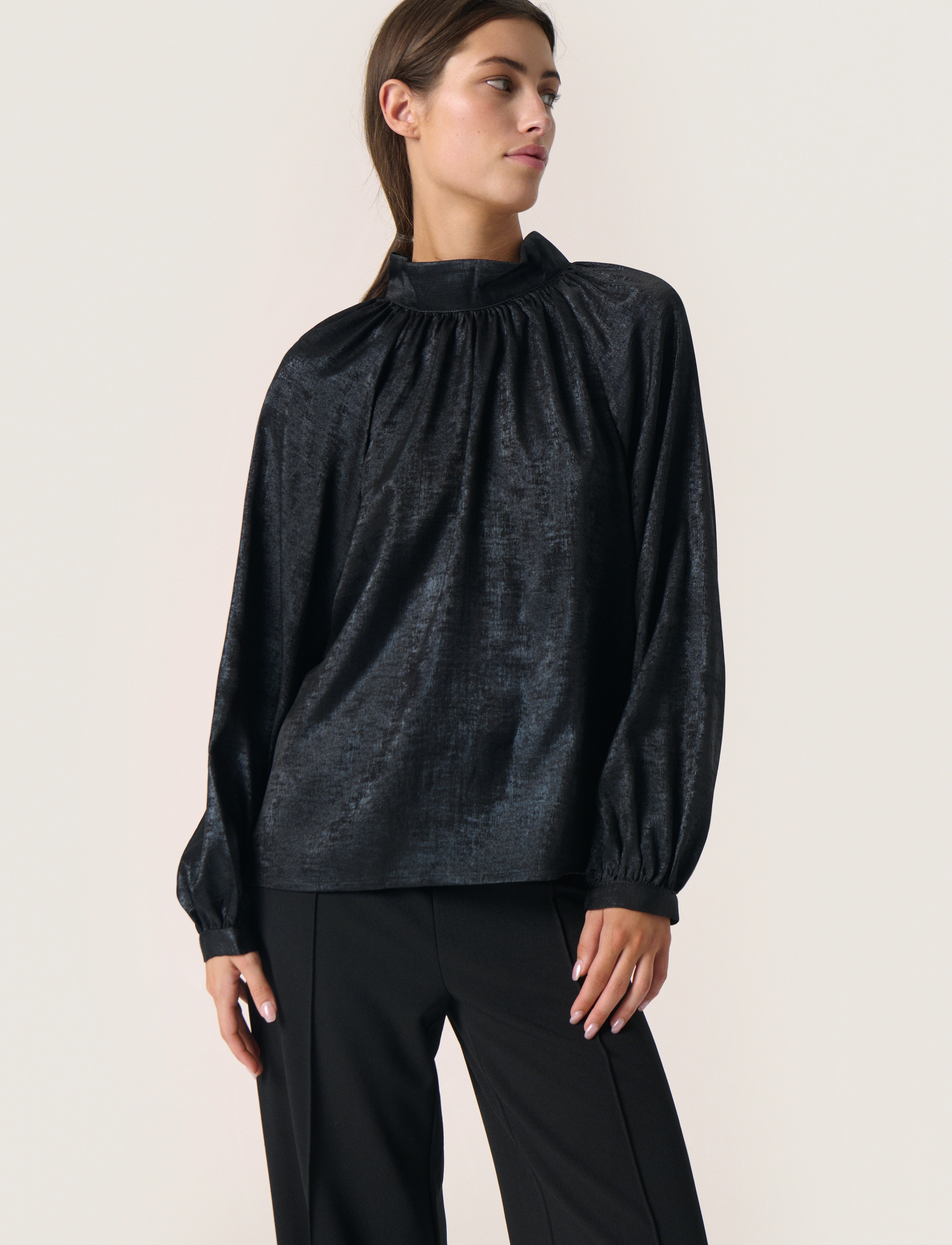 Soaked - SLElvie Ronya Blouse - long-sleeved blouses - black - 0