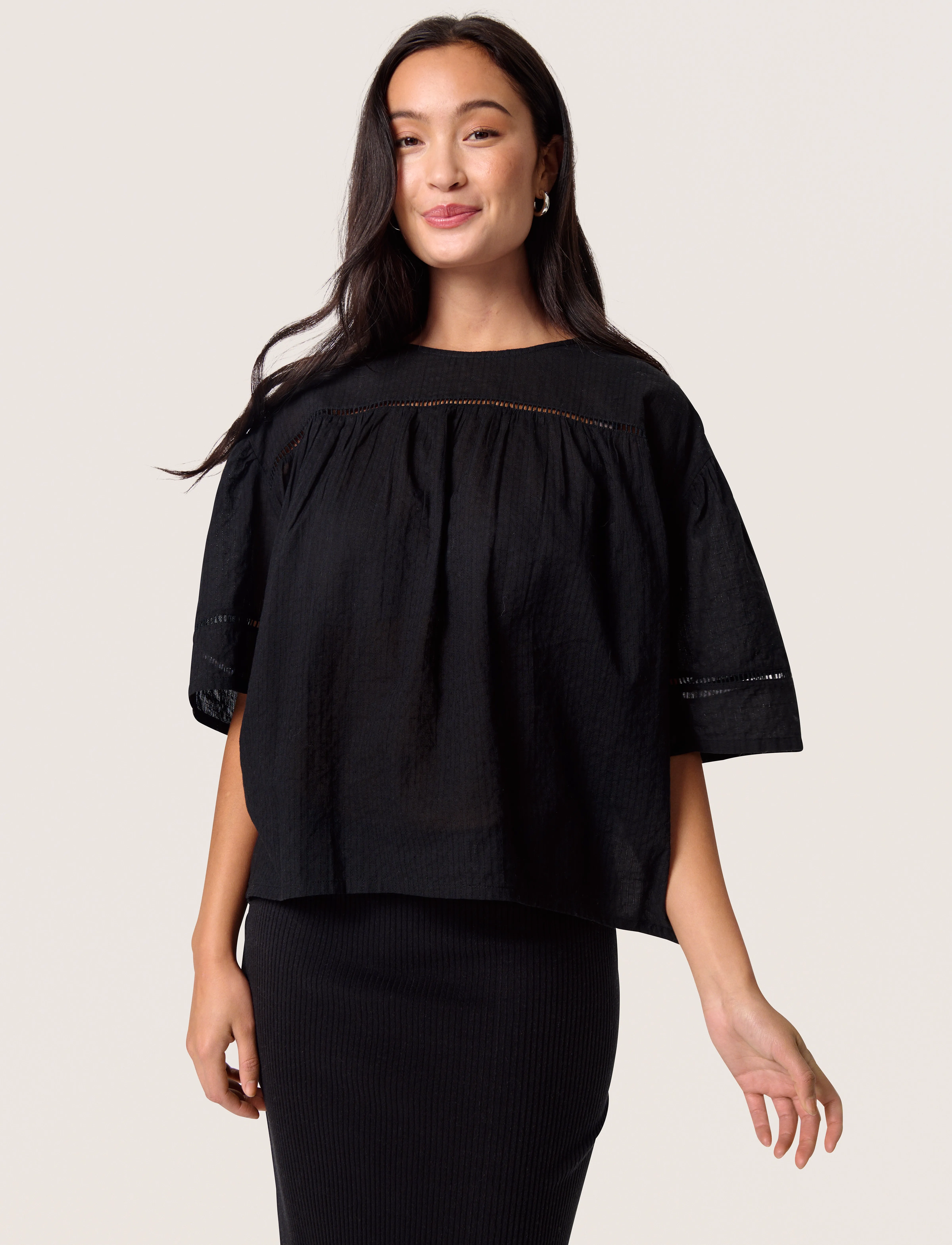 Soaked Slamona Blouse Ss, S, Black, Bluser > Kortærmede, Dame