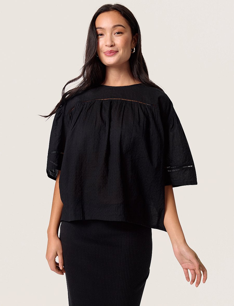 Soaked - SLAmona Blouse SS - kortærmede bluser - black - 0