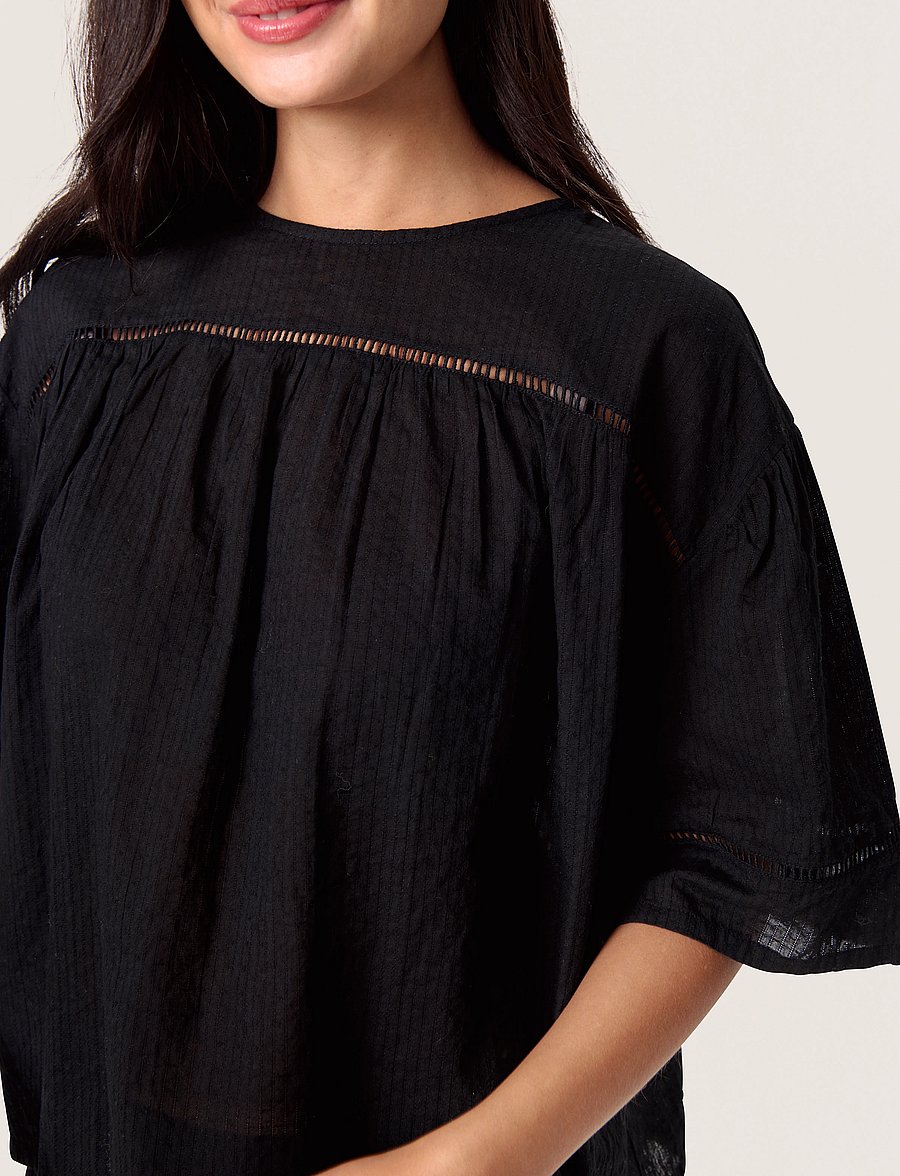 Soaked - SLAmona Blouse SS - kortærmede bluser - black - 5