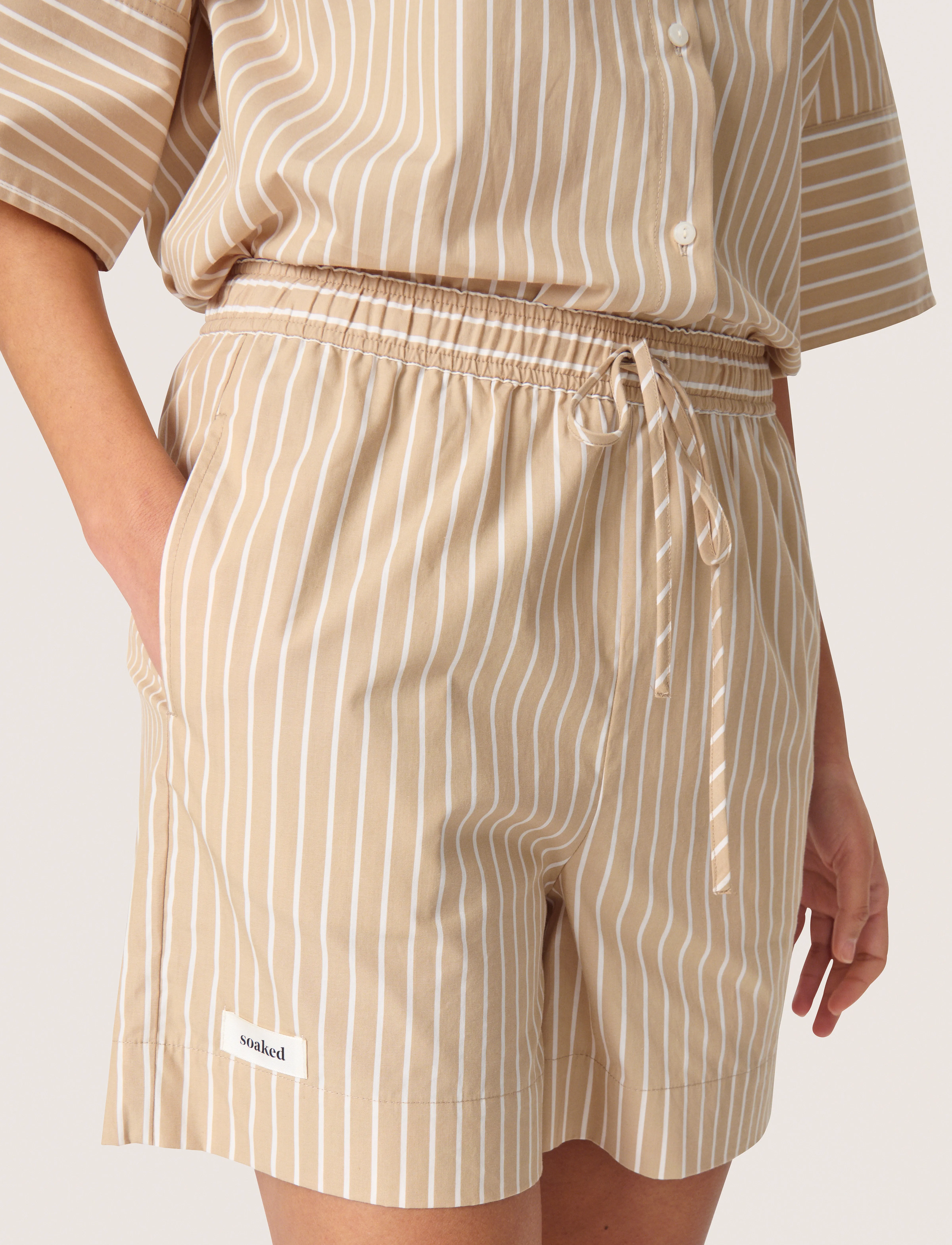 Soaked - SLKaily Shorts - lühikesed vabaajapüksid - travertine stripes - 5