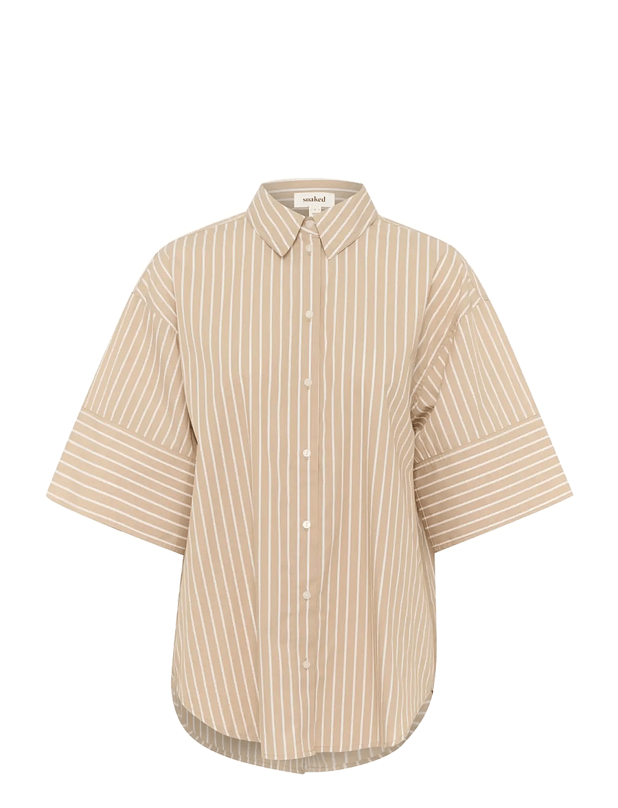 Soaked - SLKaily Shirt SS - kortærmede skjorter - travertine stripes - 1
