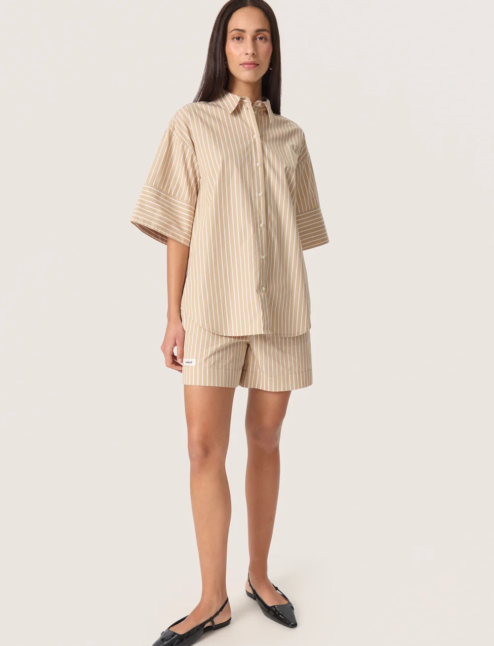 Soaked in Luxury - SLKaily Shirt SS - kortärmade skjortor - travertine stripes - 3