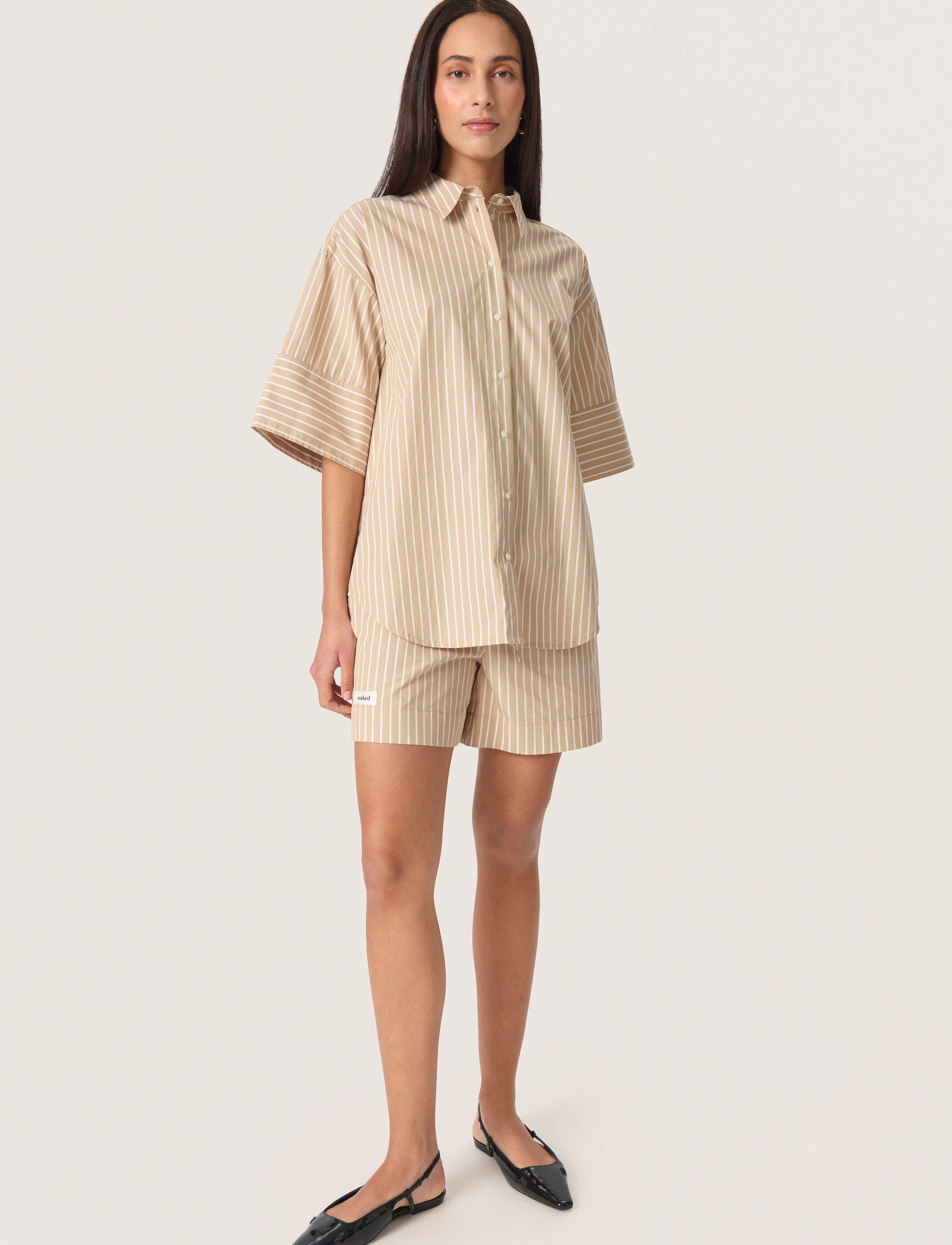 Soaked - SLKaily Shirt SS - kortærmede skjorter - travertine stripes - 3