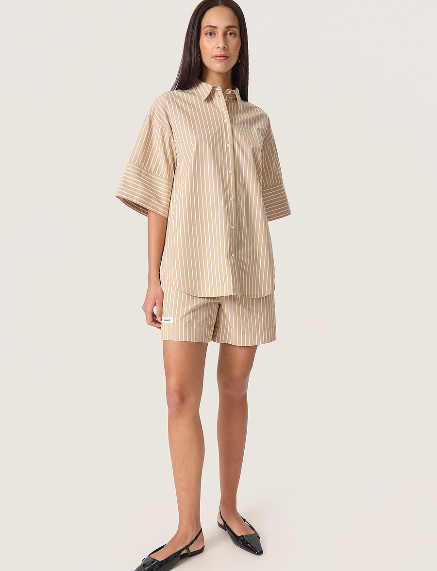 Soaked - SLKaily Shirt SS - kortærmede skjorter - travertine stripes - 3