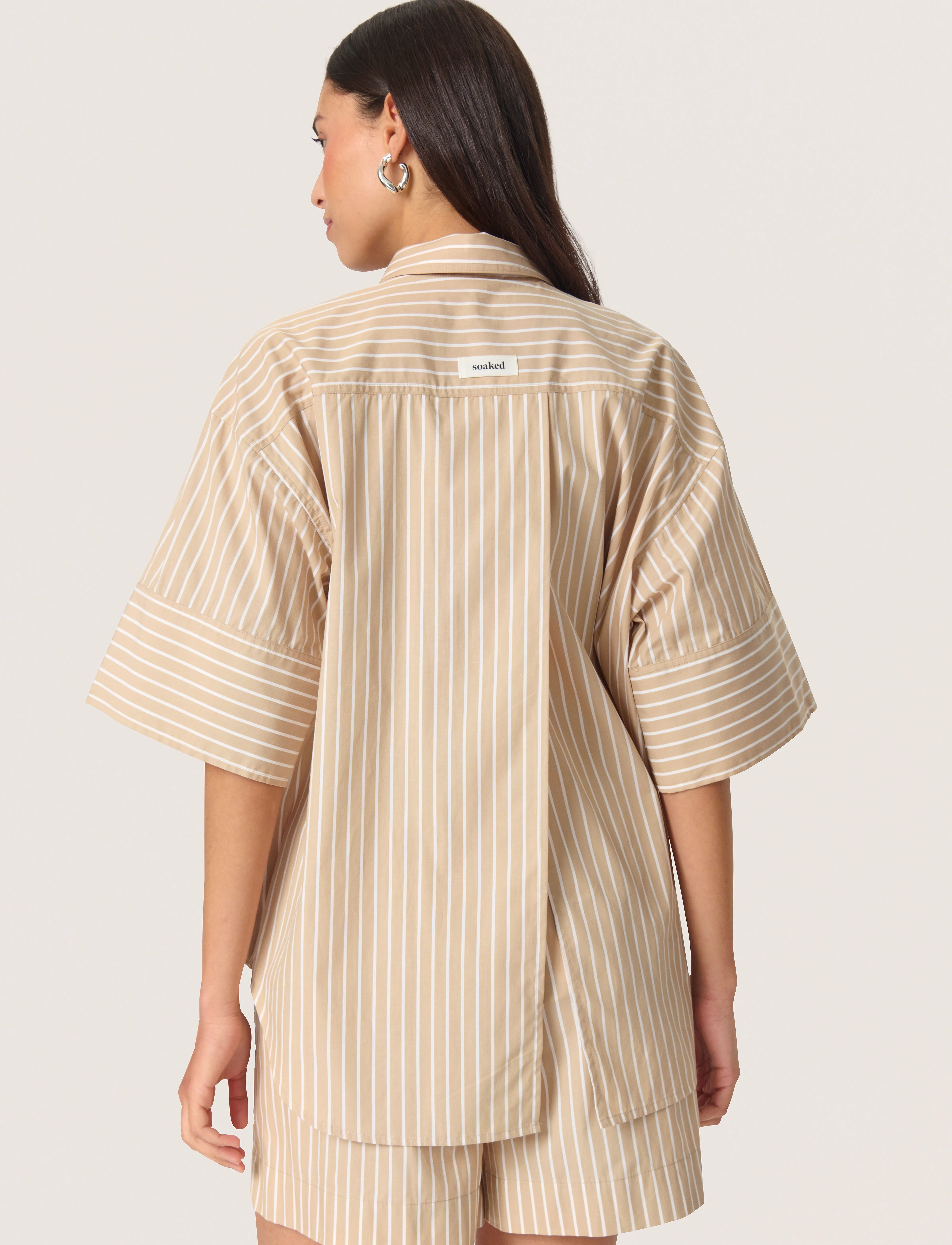 Soaked - SLKaily Shirt SS - kortærmede skjorter - travertine stripes - 4