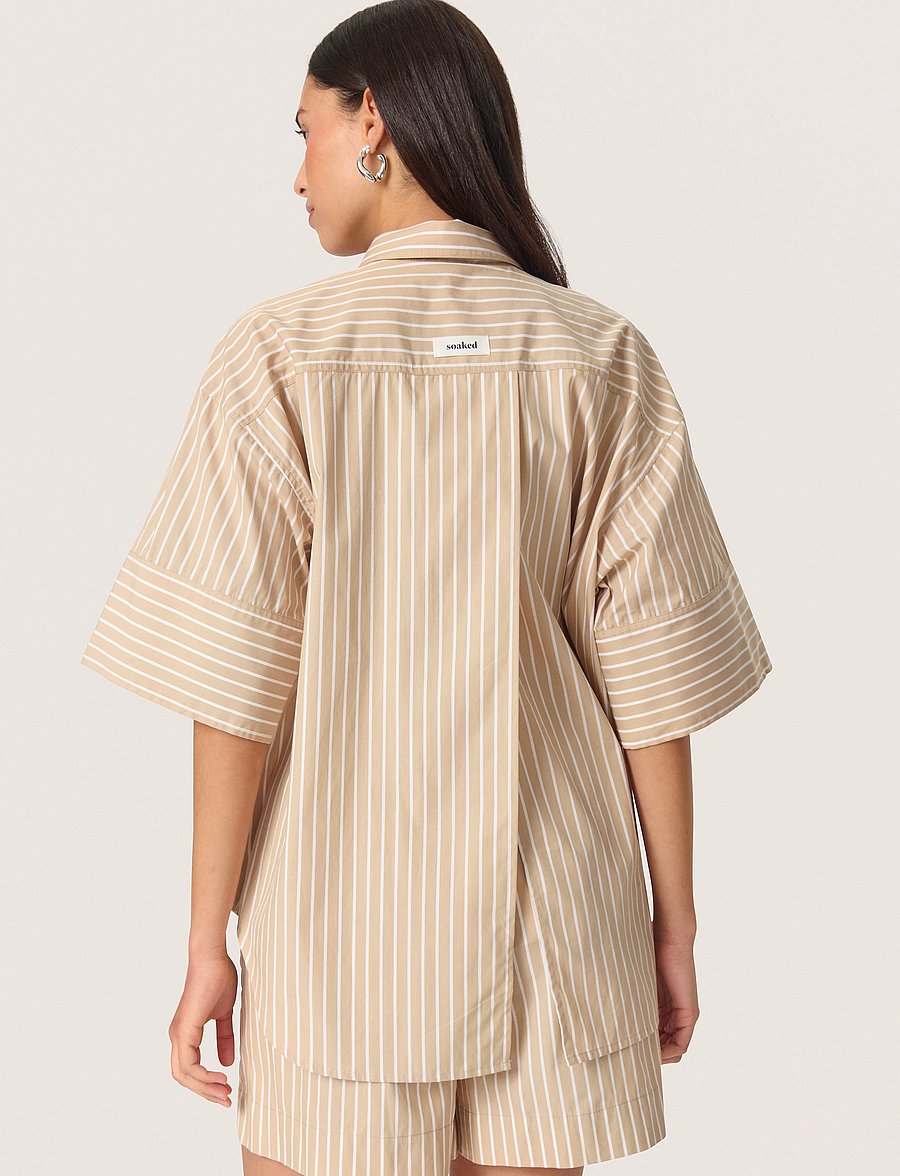 Soaked - SLKaily Shirt SS - kortærmede skjorter - travertine stripes - 4