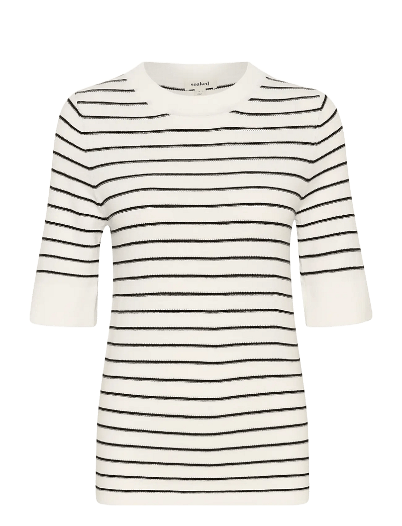 Soaked in Luxury - SLSpina Striped Pullover SS - pullover - broken white w black stripe - 1