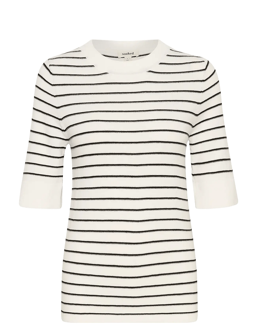 Soaked - SLSpina Striped Pullover SS - pullover - broken white w black stripe - 1