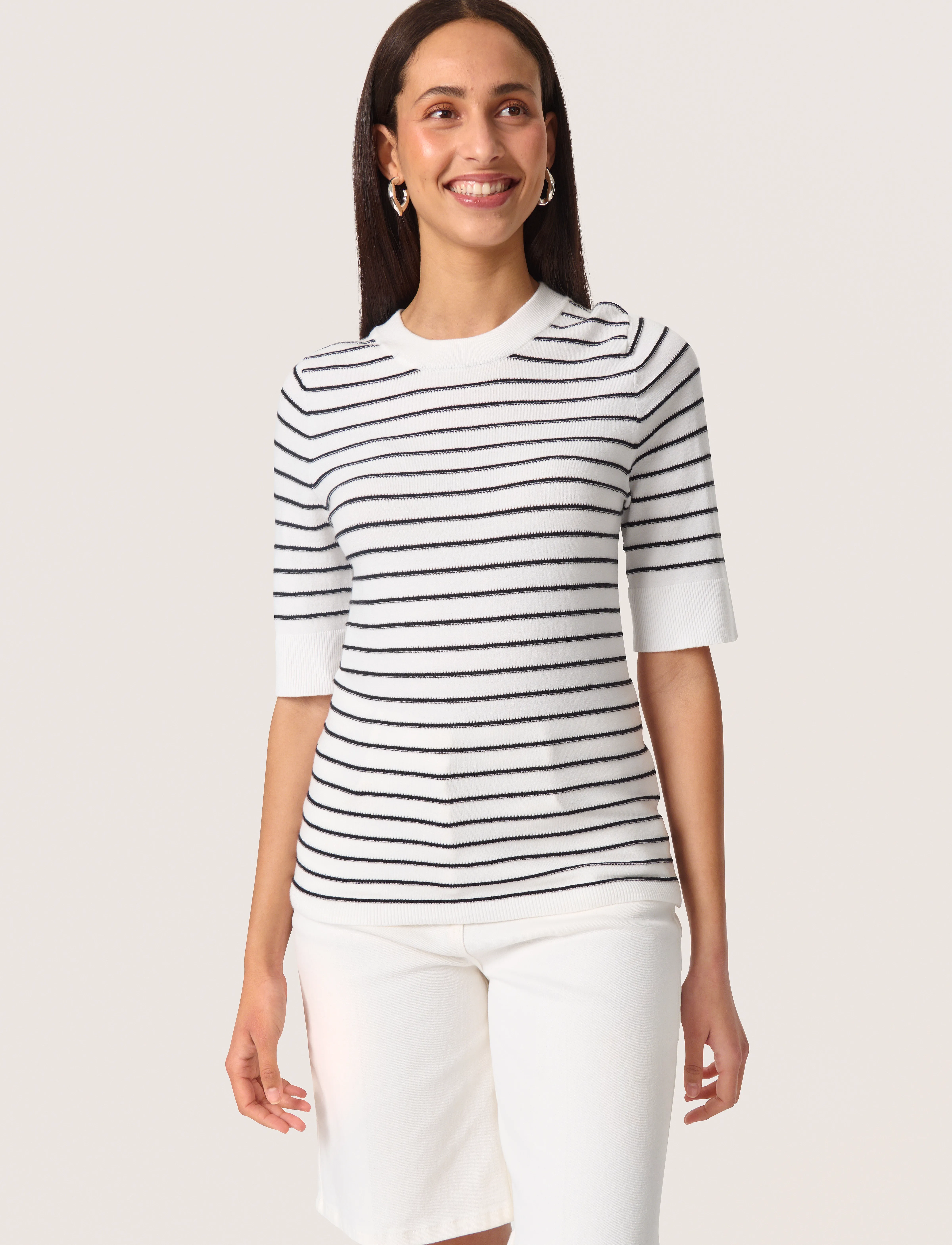 Soaked Slspina Striped Pullover Ss, S, Knitwear, Weiß - Jumpers, Frauen