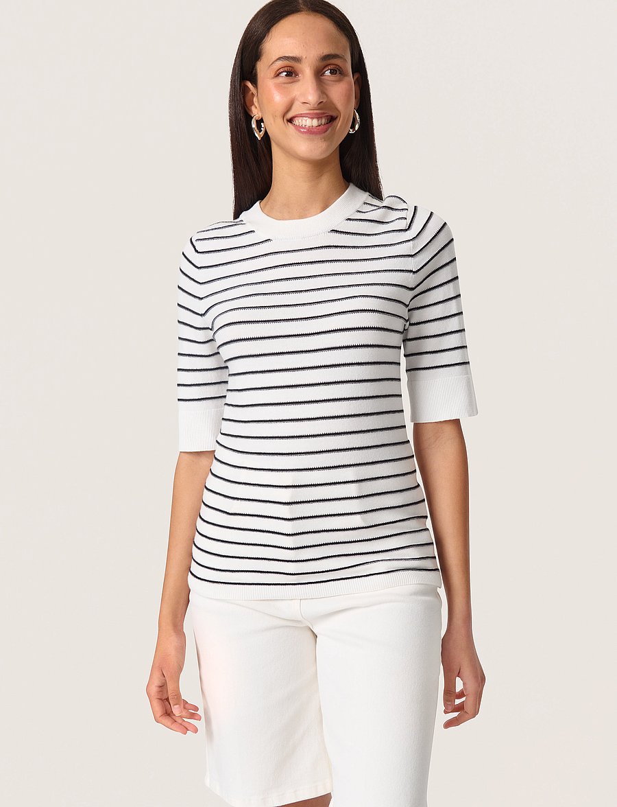 Soaked - SLSpina Striped Pullover SS - pullover - broken white w black stripe - 0