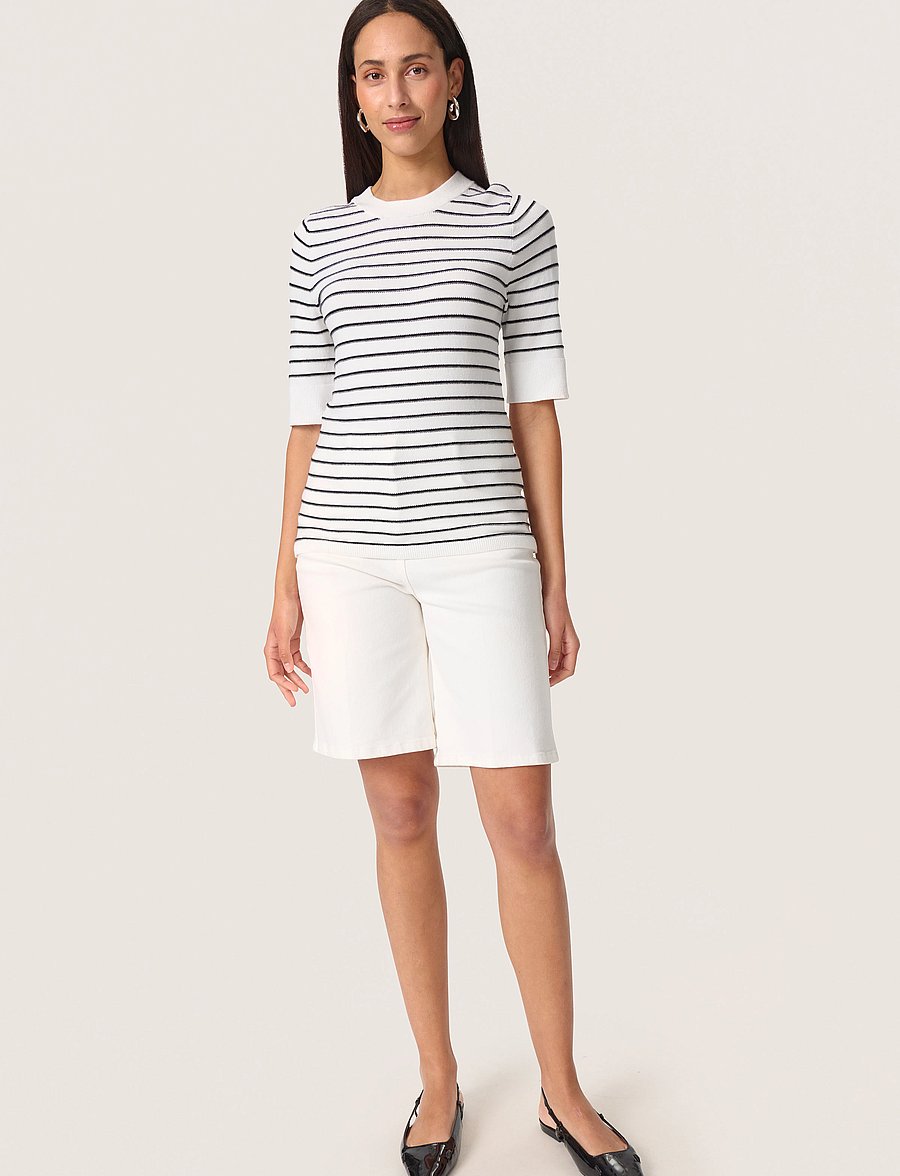Soaked - SLSpina Striped Pullover SS - pullover - broken white w black stripe - 3