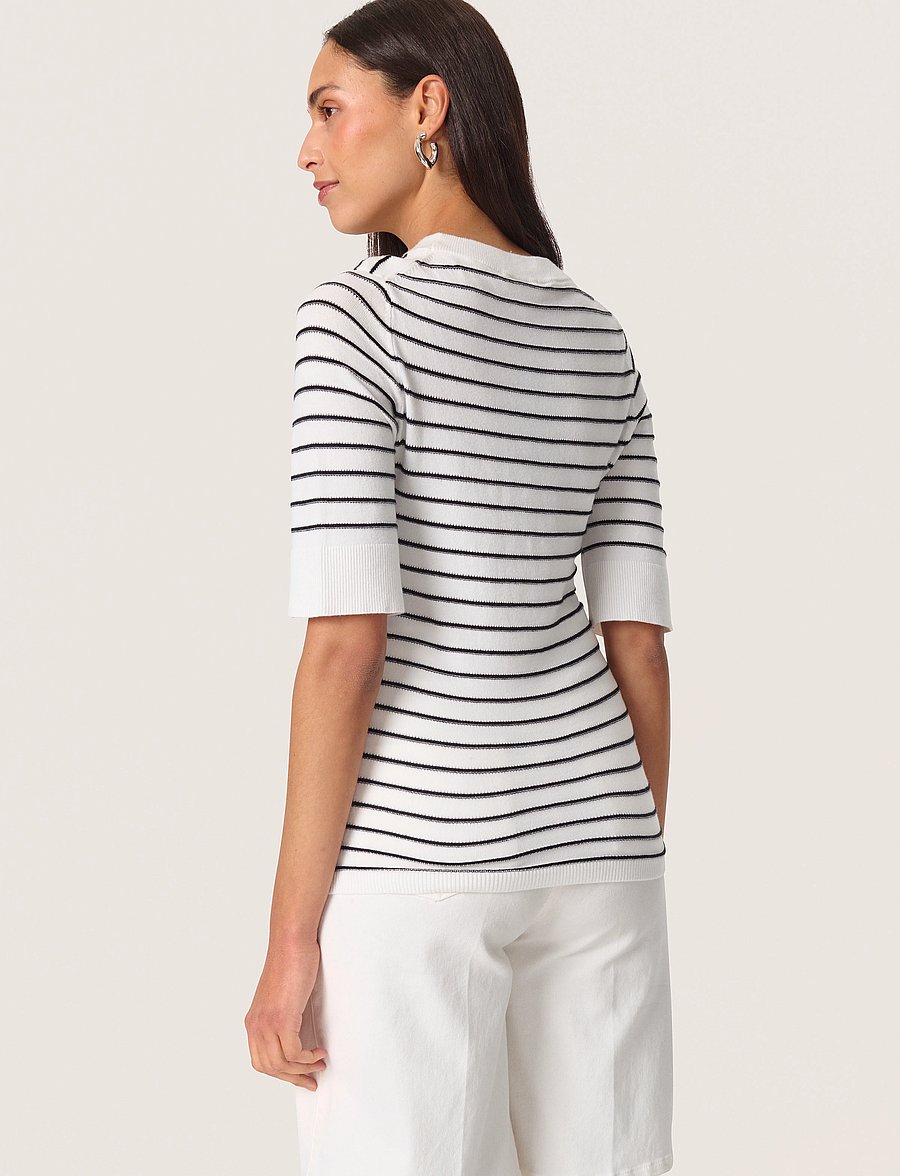 Soaked - SLSpina Striped Pullover SS - pullover - broken white w black stripe - 4