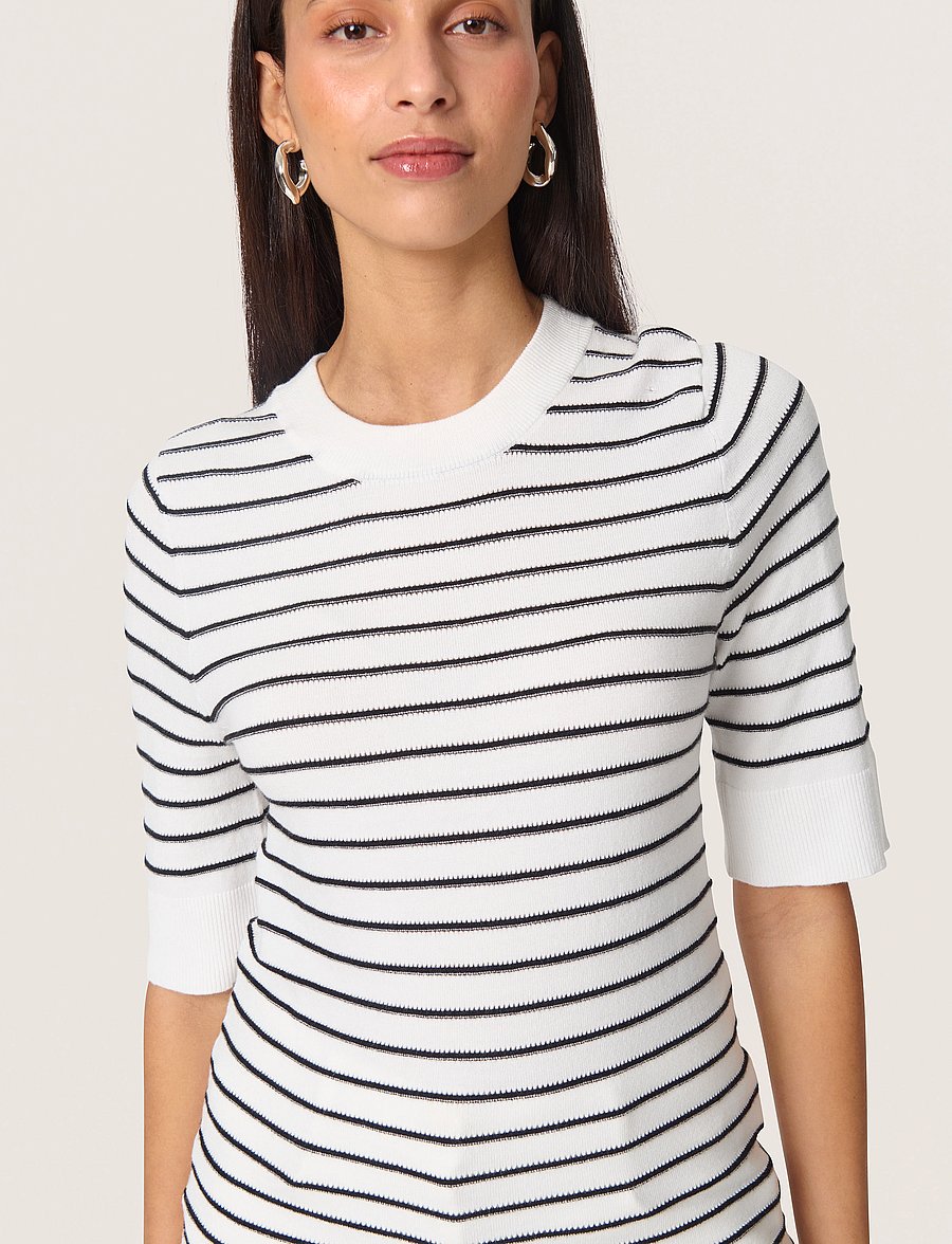 Soaked - SLSpina Striped Pullover SS - pullover - broken white w black stripe - 5