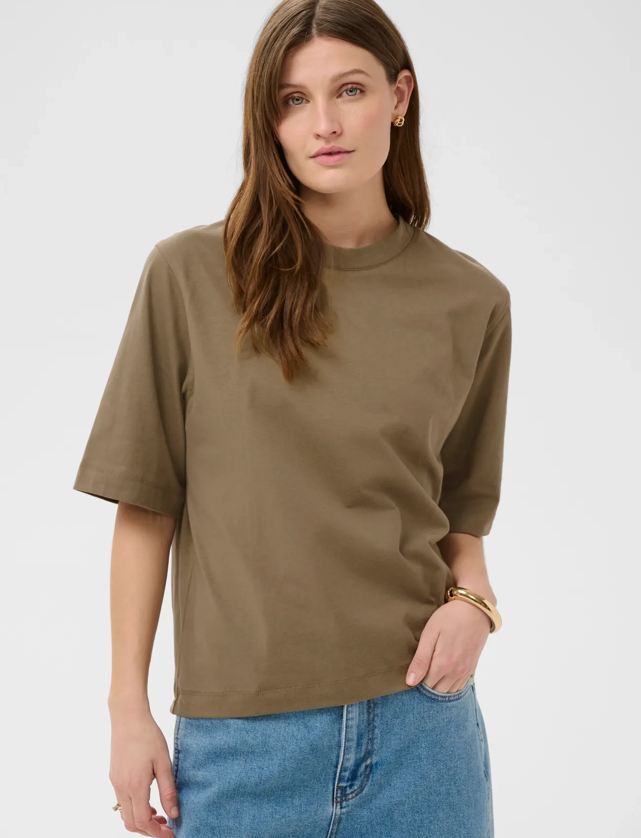 Soaked SLJina Basic Tee - Soaked in Luxury - DUSKY GREEN / khaki/green