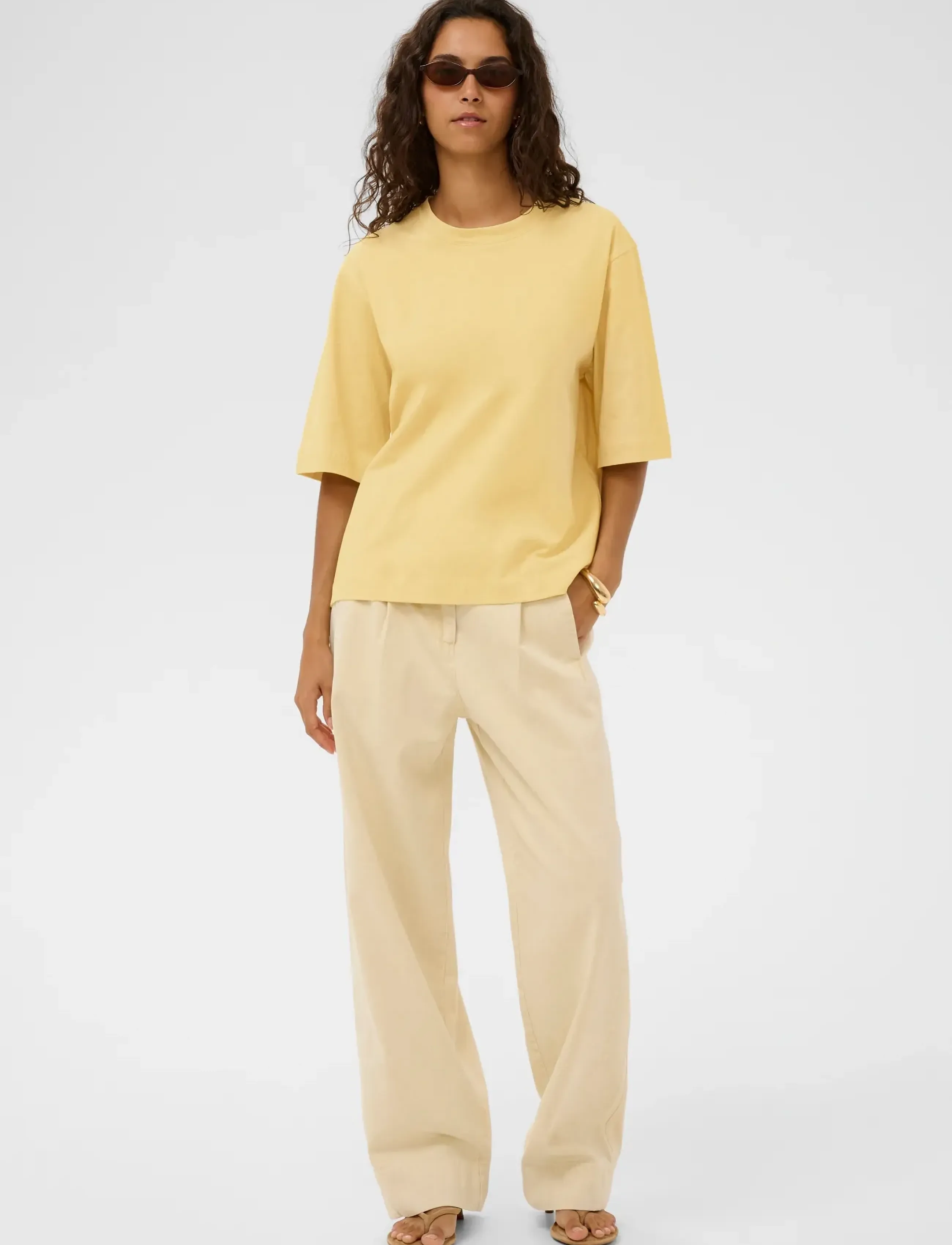 Soaked Sljina Basic Tee, L, Yellow, T-Shirts & Toppe > Kortærmede, Dame