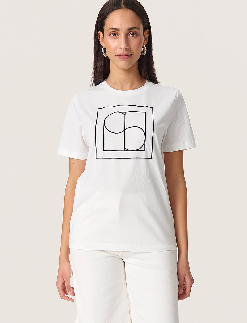 Soaked in Luxury - SLVarga Embroidered Tee SS - t-shirts - broken white - 0