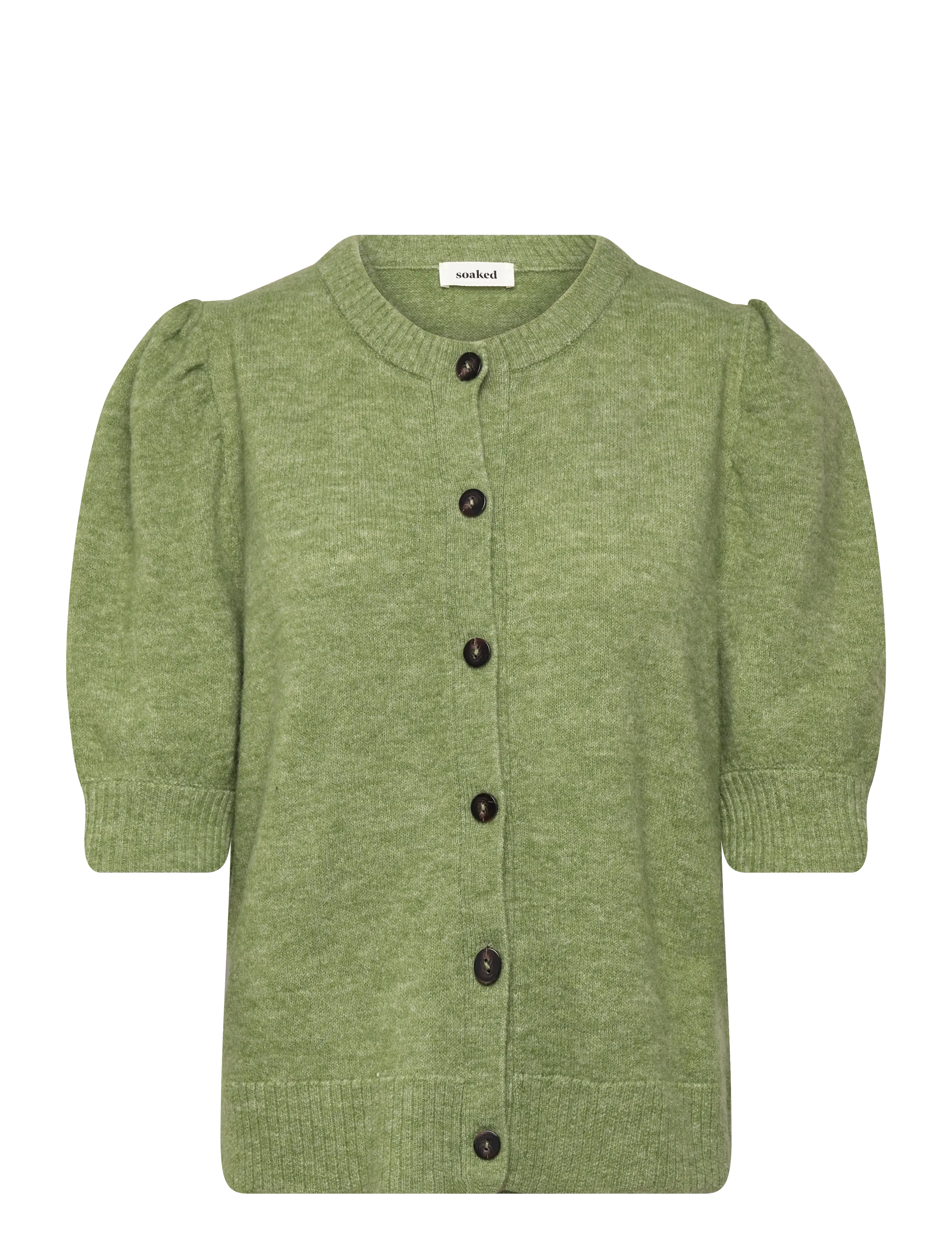 Soaked SLAmani Cardigan SS - Tøj - SMOKE GREEN MELANGE / green