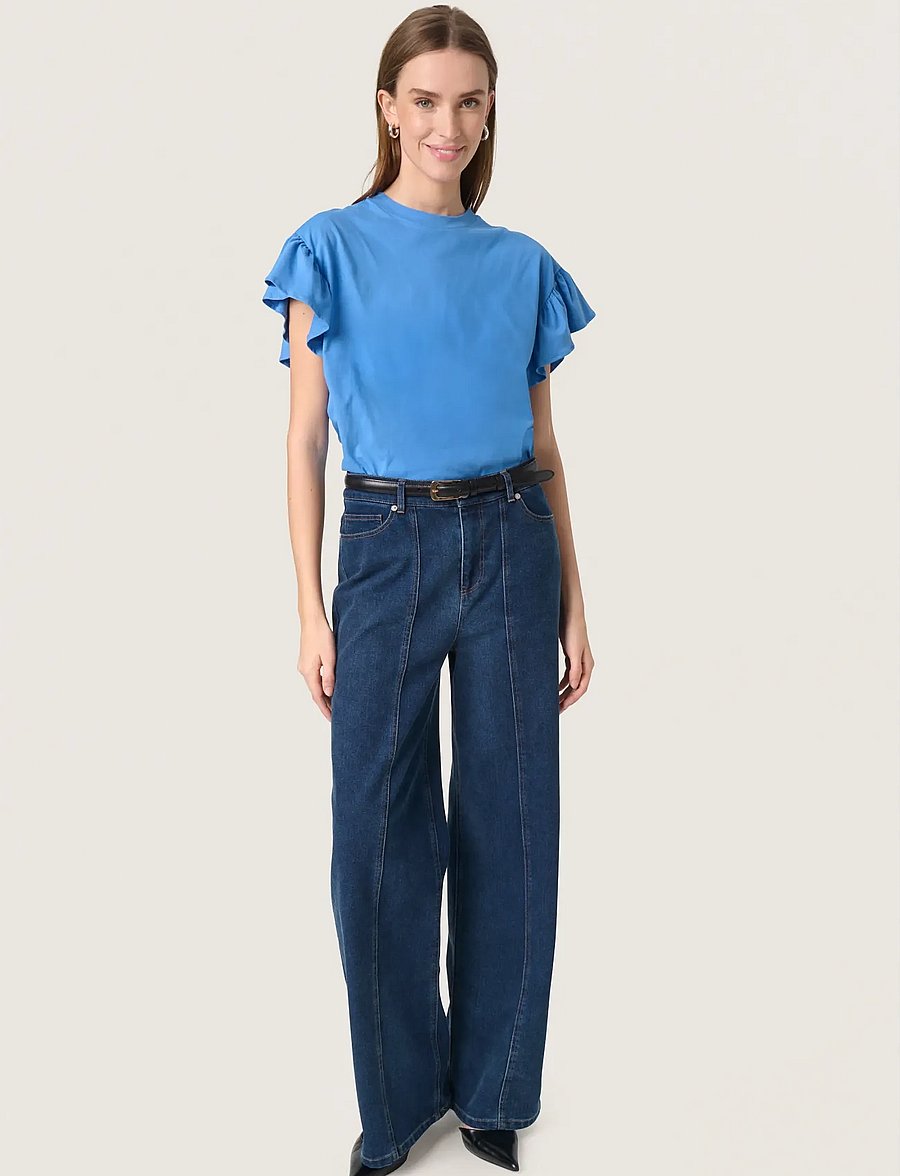 Soaked - SLJina Flary Tee - t-särgid - blue yonder - 4