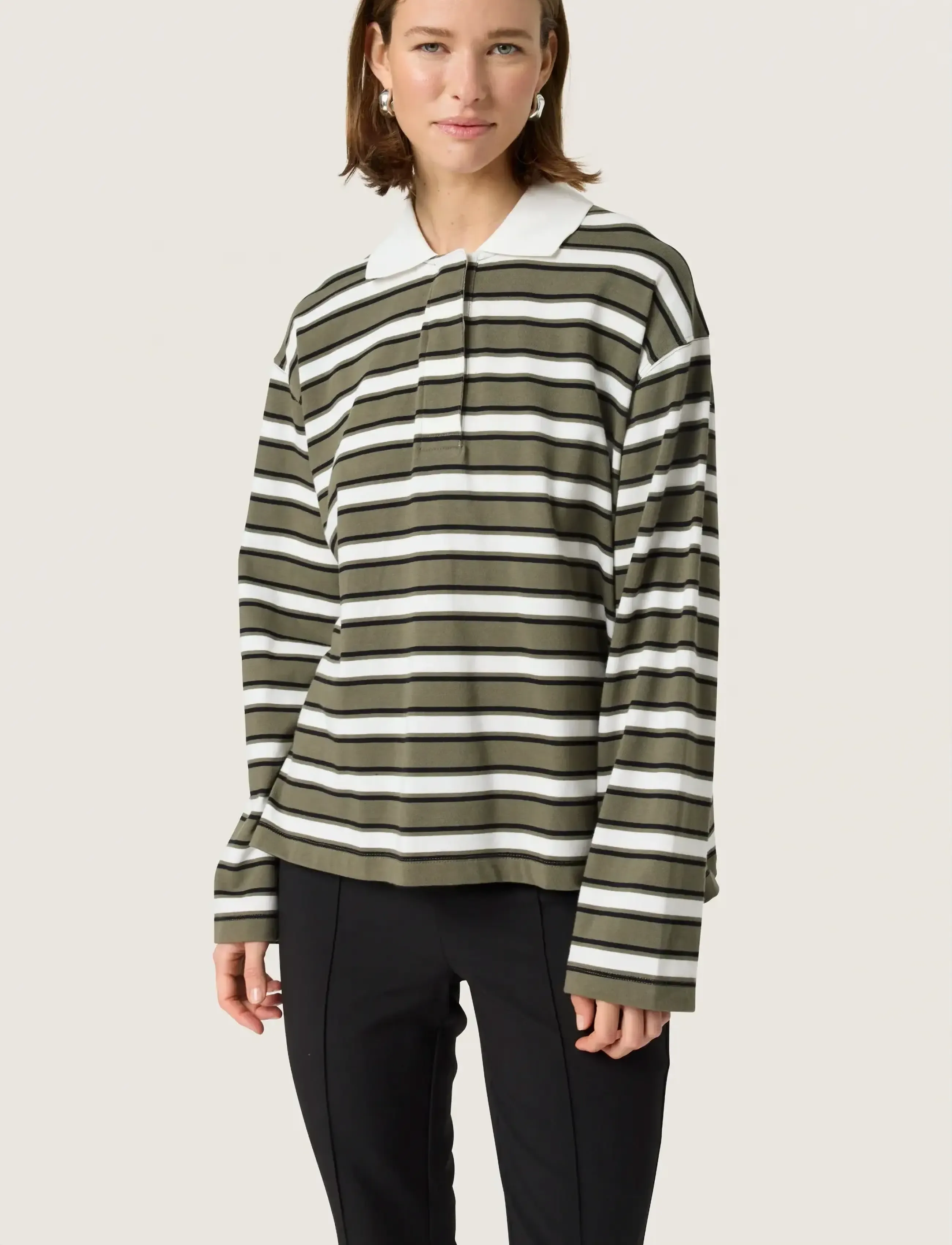 Soaked in Luxury SLNeo Polo Shirt - Soaked in Luxury - GRAPE LEAF STRIPE / white