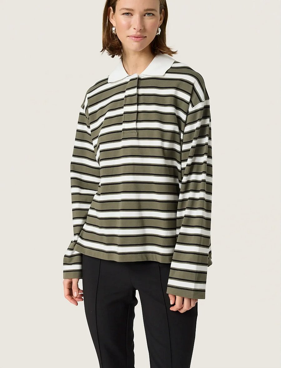 Soaked - SLNeo Polo Shirt - langärmlige hemden - grape leaf stripe - 0
