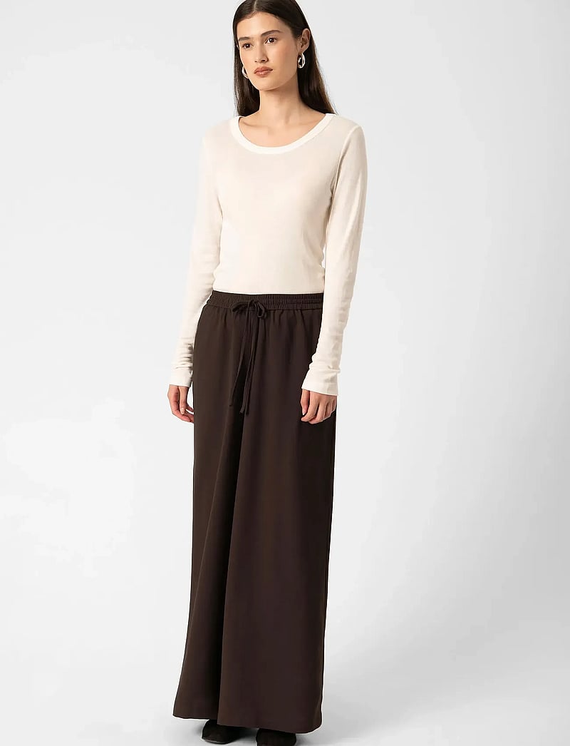 Soaked in Luxury - SLShirley Wide Pants - vida byxor - chocolate torte - 3