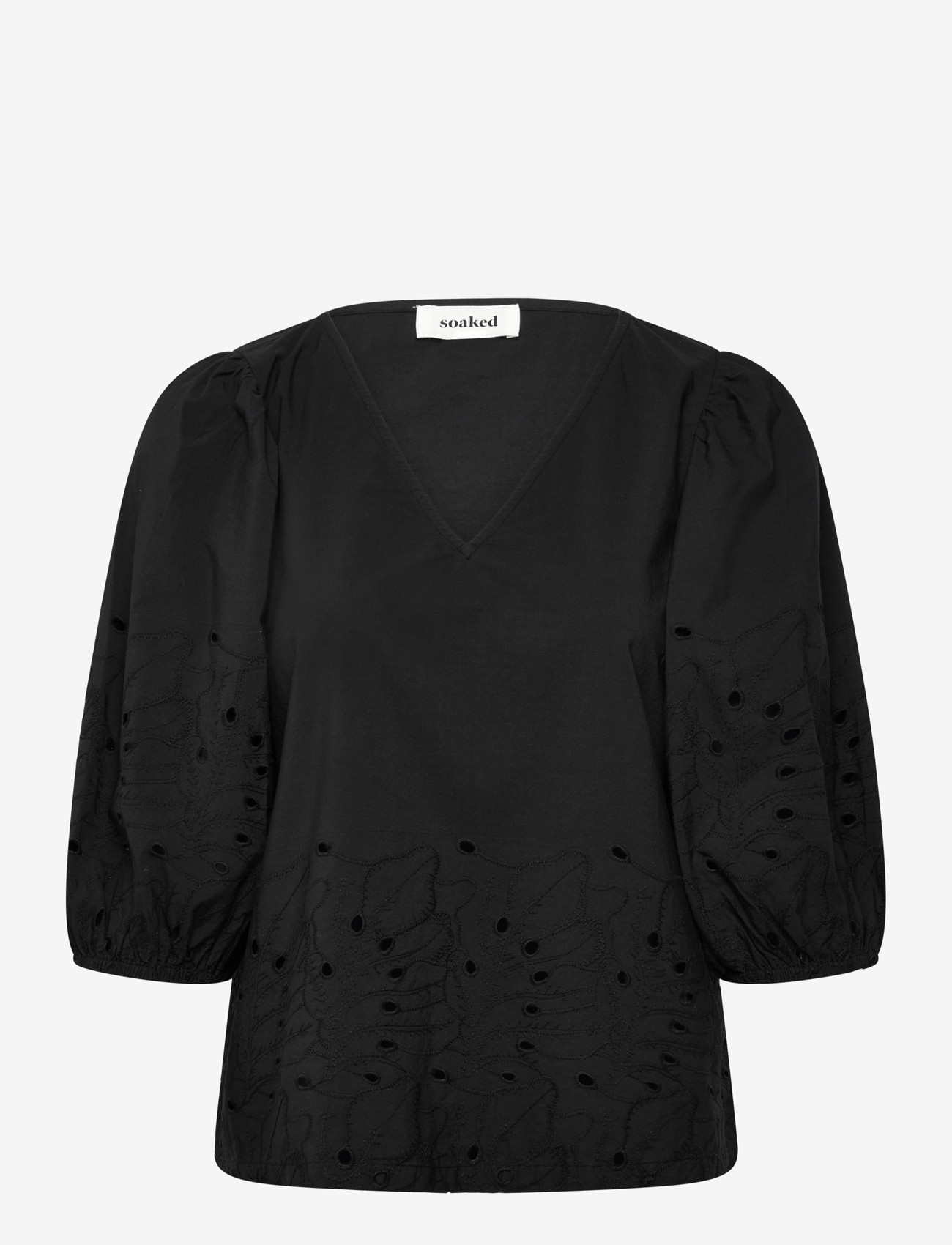 Soaked - SLManja Blouse SS - langærmede bluser - black - 0