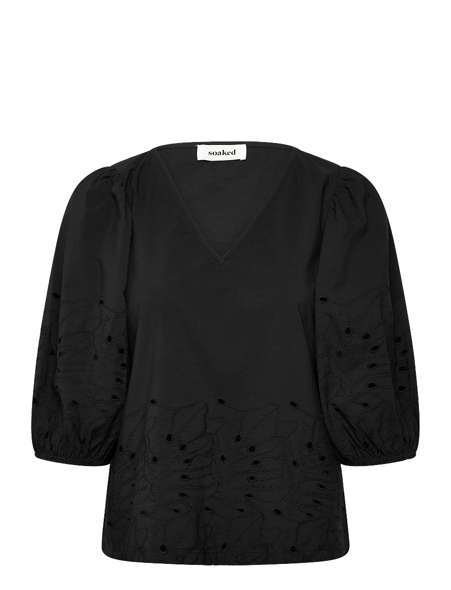 Soaked - SLManja Blouse SS - langärmelige blusen - black - 0