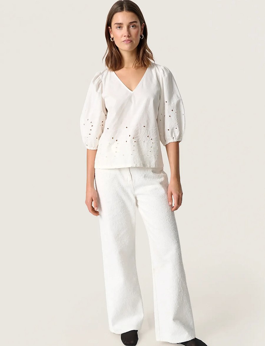 Soaked - SLManja Blouse SS - langärmlige blusen - broken white - 4