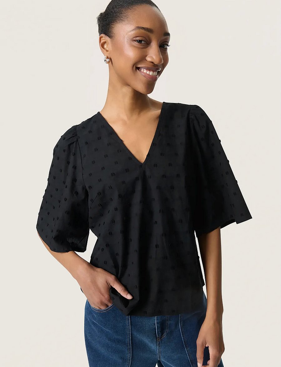 Soaked - SLSunela Felisia top SS - kortærmede bluser - black - 3