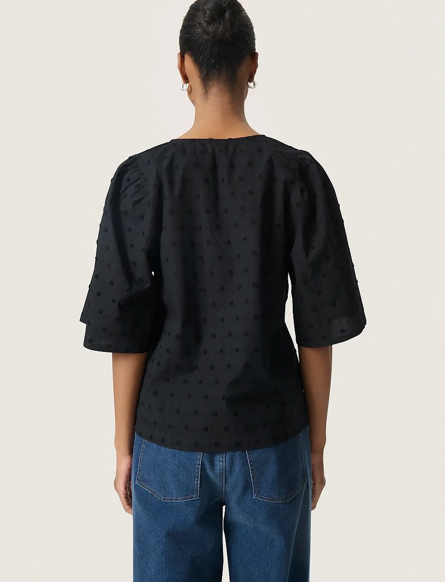 Soaked - SLSunela Felisia top SS - kortærmede bluser - black - 4