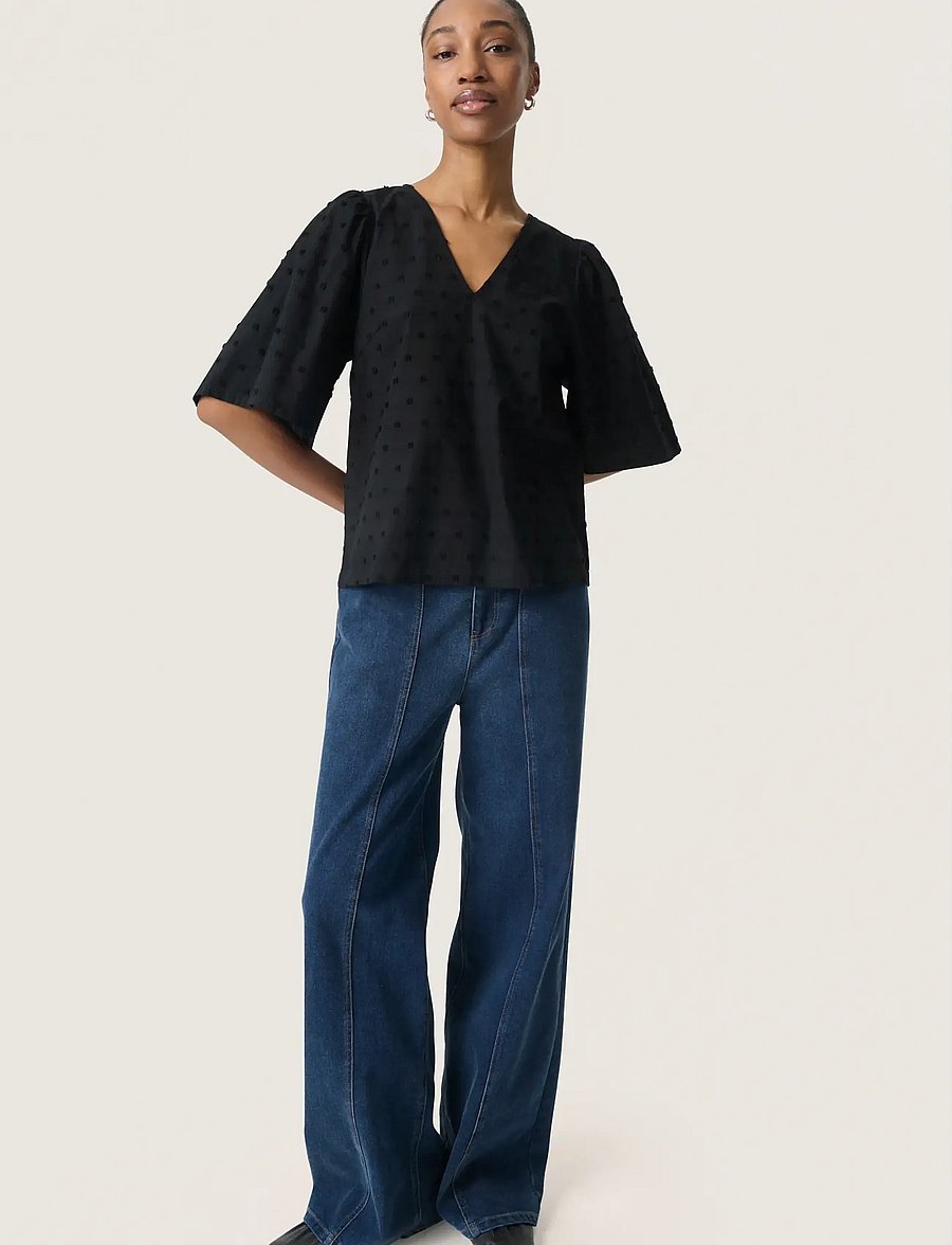 Soaked - SLSunela Felisia top SS - kortærmede bluser - black - 5