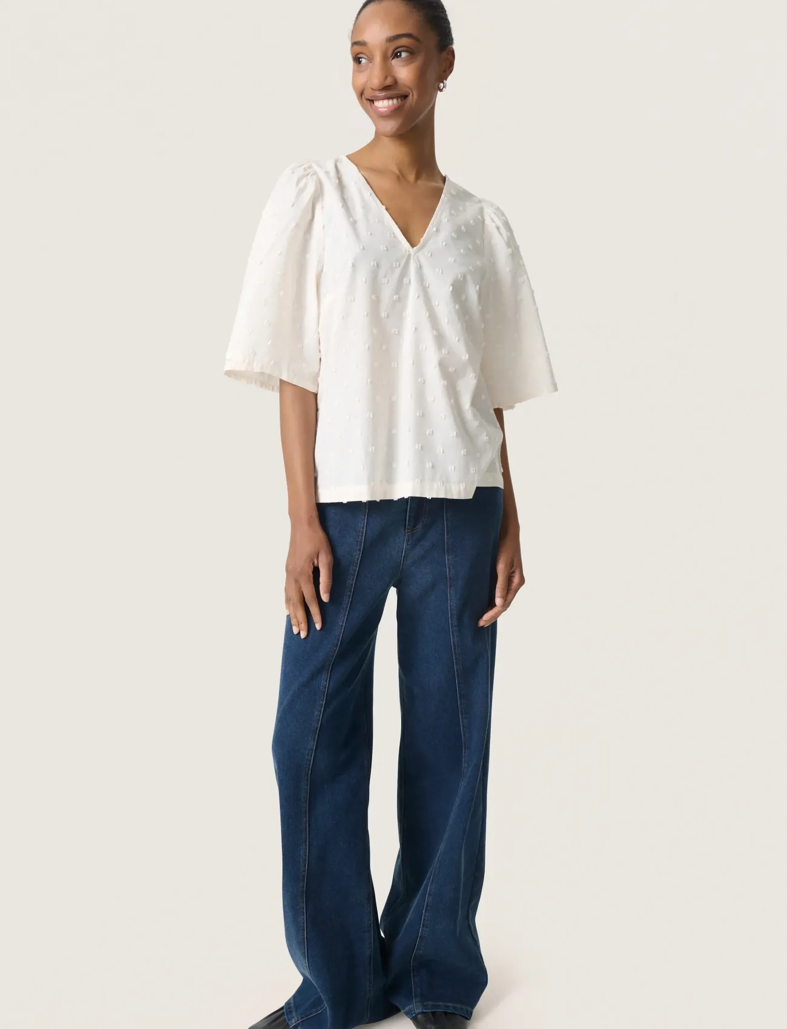Soaked - SLSunela Felisia top SS - kortærmede bluser - broken white - 4