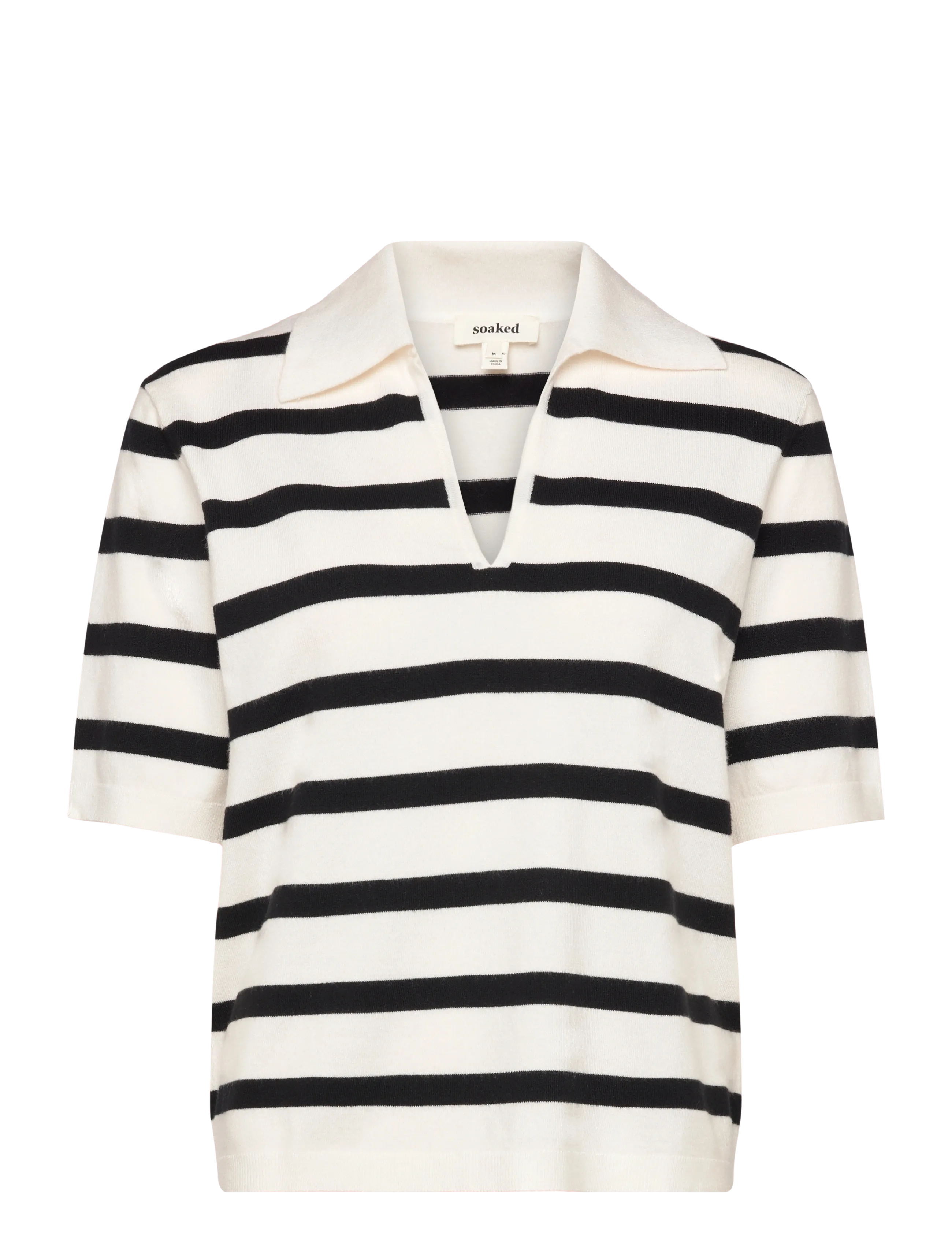 Soaked in Luxury SLSpina Striped Polo Pullover SS - Tøj - BROKEN WHITE W BLACK STRIPE / white