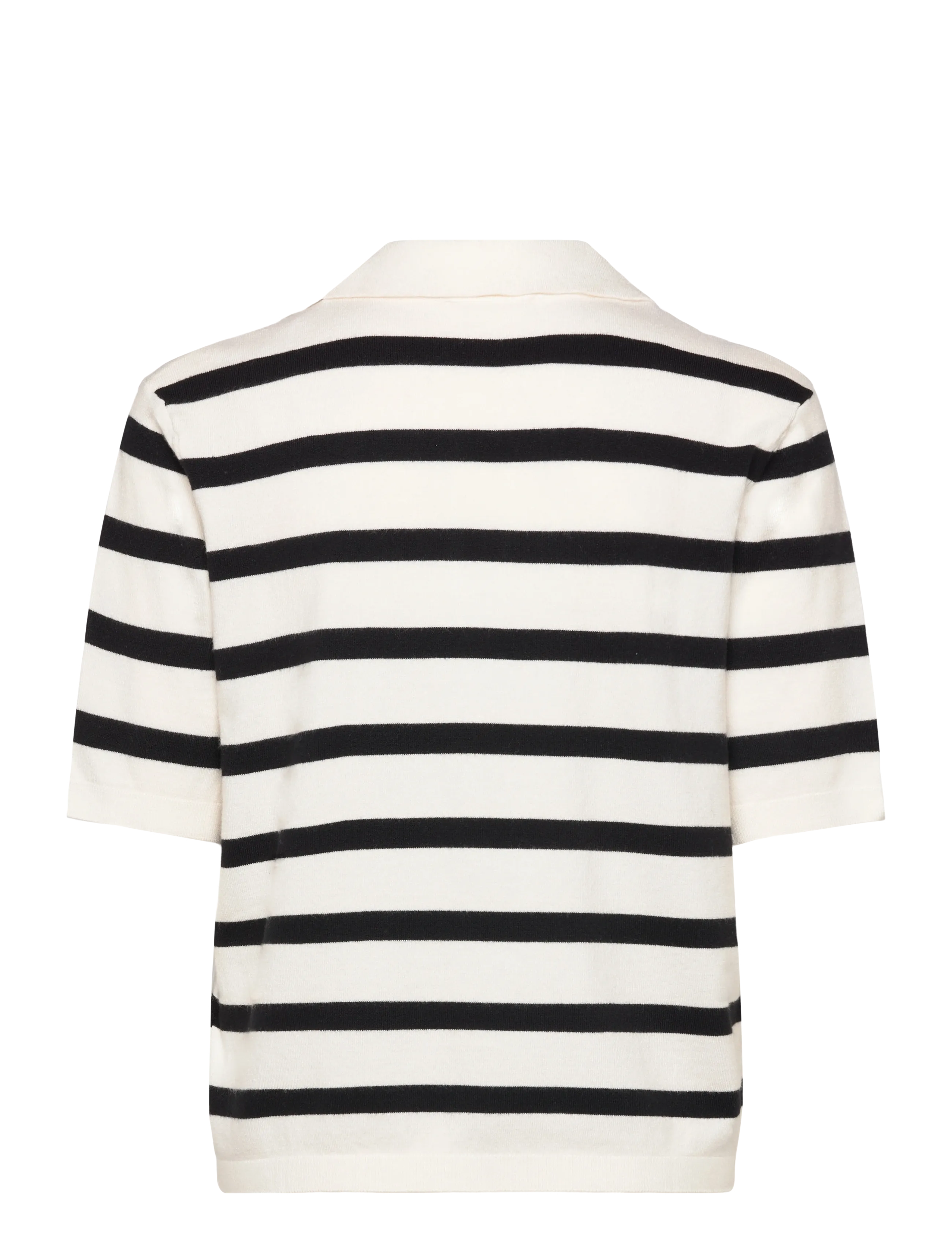 Soaked - SLSpina Striped Polo Pullover SS - broken white w black stripe - 1