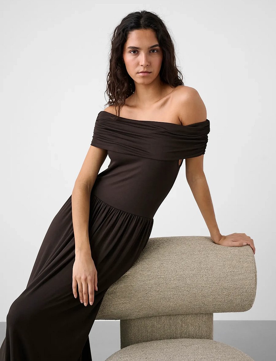 Soaked - SLHanadi Off Shoulder Dress - sommerkleider - chocolate torte - 0