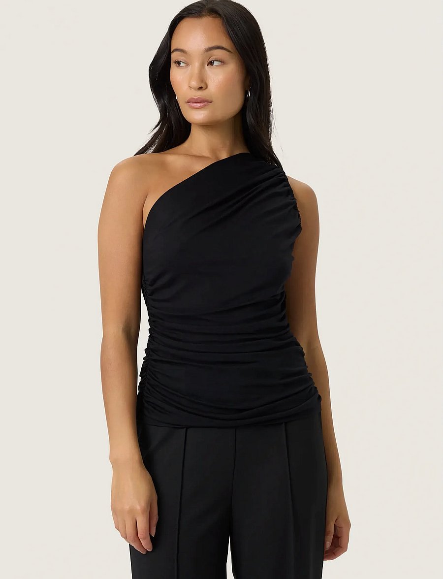 Soaked - SLHanadi One Shoulder Top - tanktops - black - 0
