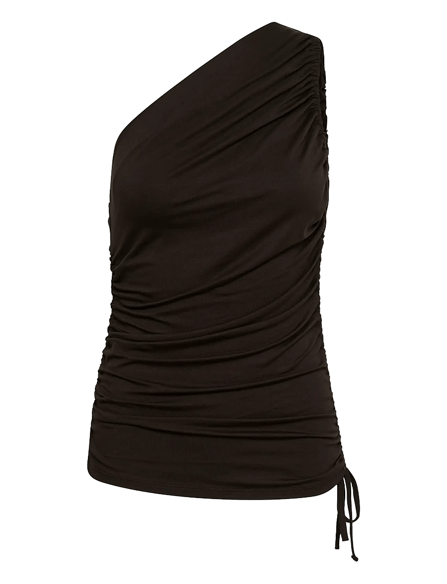 Soaked - SLHanadi One Shoulder Top - Ärmellose tops - chocolate torte - 1