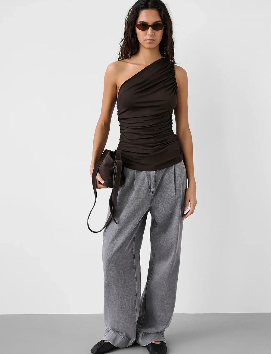Soaked - SLHanadi One Shoulder Top - Ärmellose tops - chocolate torte - 3