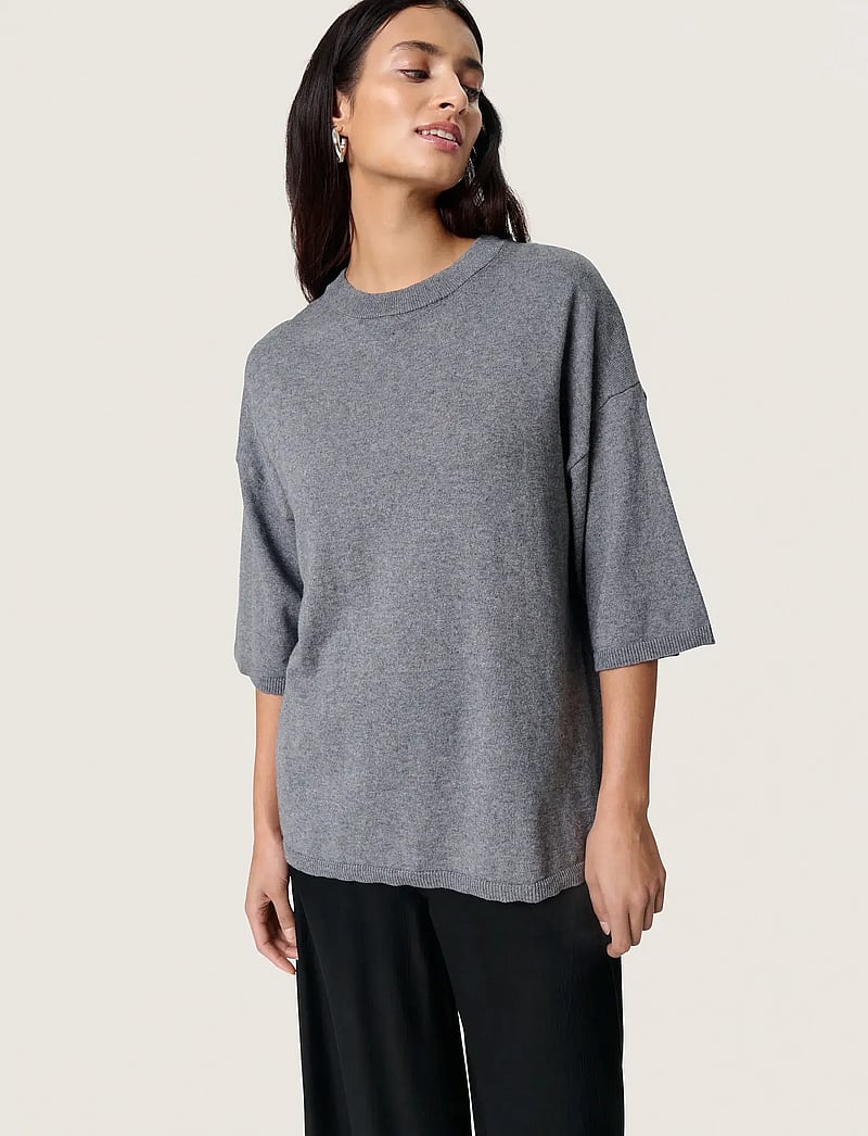 Soaked in Luxury - SLSanja Pullover SS - striktrøjer - grey melange - 0