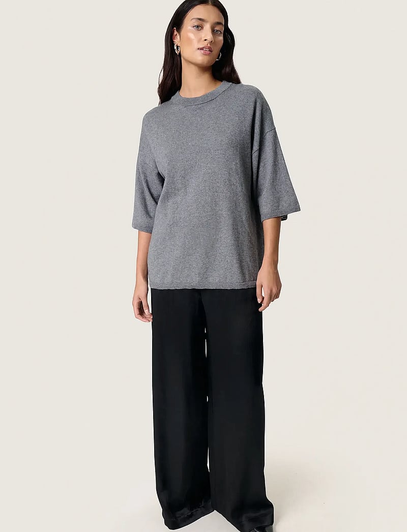 Soaked in Luxury - SLSanja Pullover SS - striktrøjer - grey melange - 3