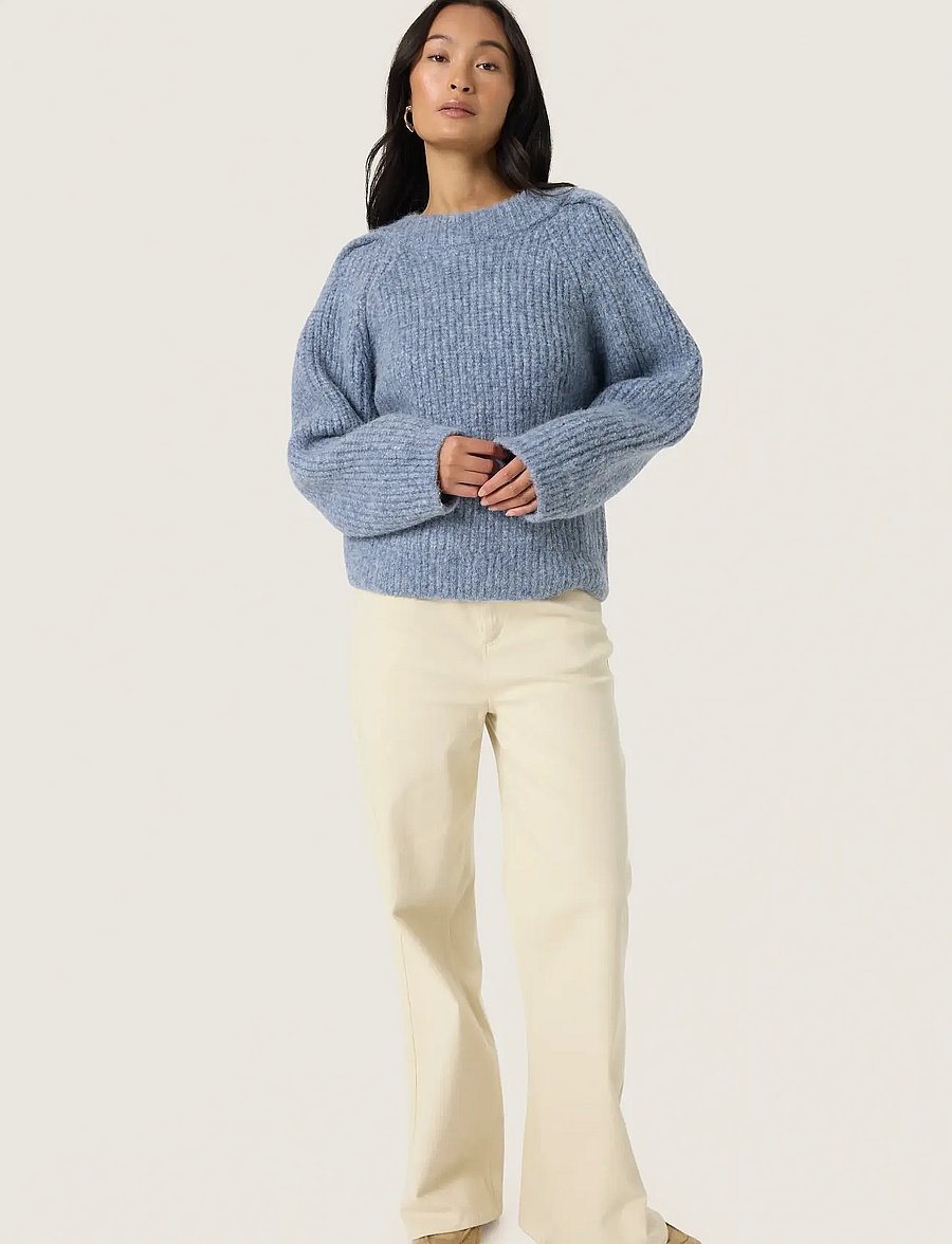 Soaked - SLPleoni Pullover - striktrøjer - bijou blue melange - 3