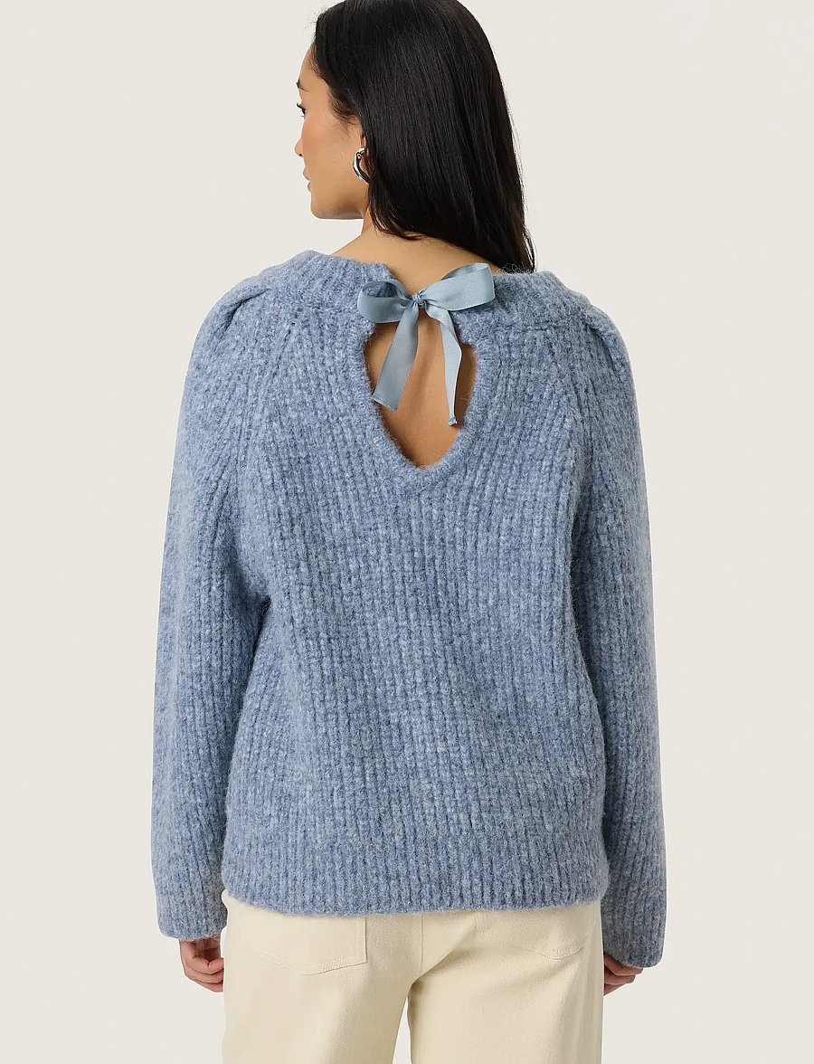 Soaked - SLPleoni Pullover - striktrøjer - bijou blue melange - 4