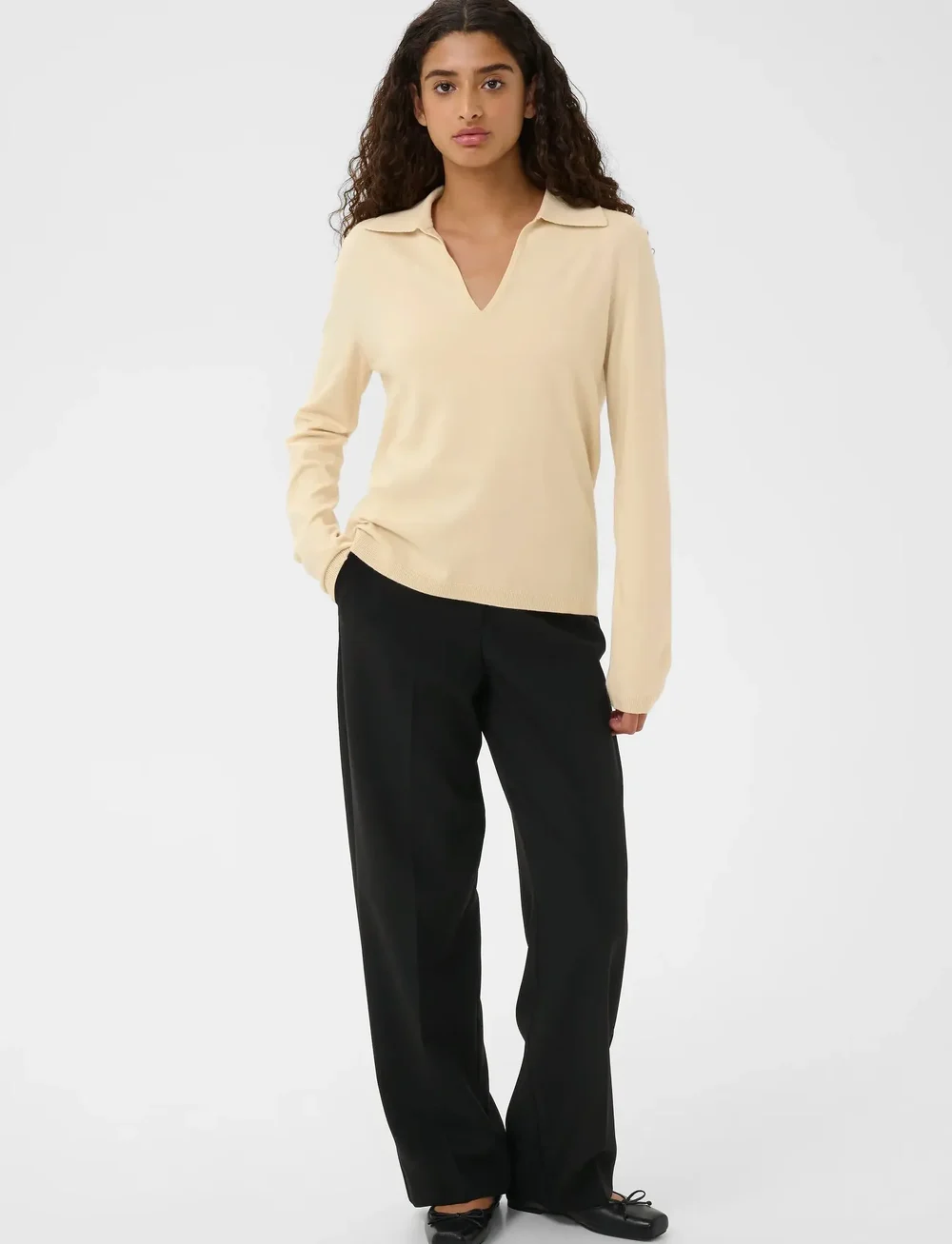 Soaked in Luxury - SLSpina Regular Polo Pullover LS - sviitrid - sandshell - 3