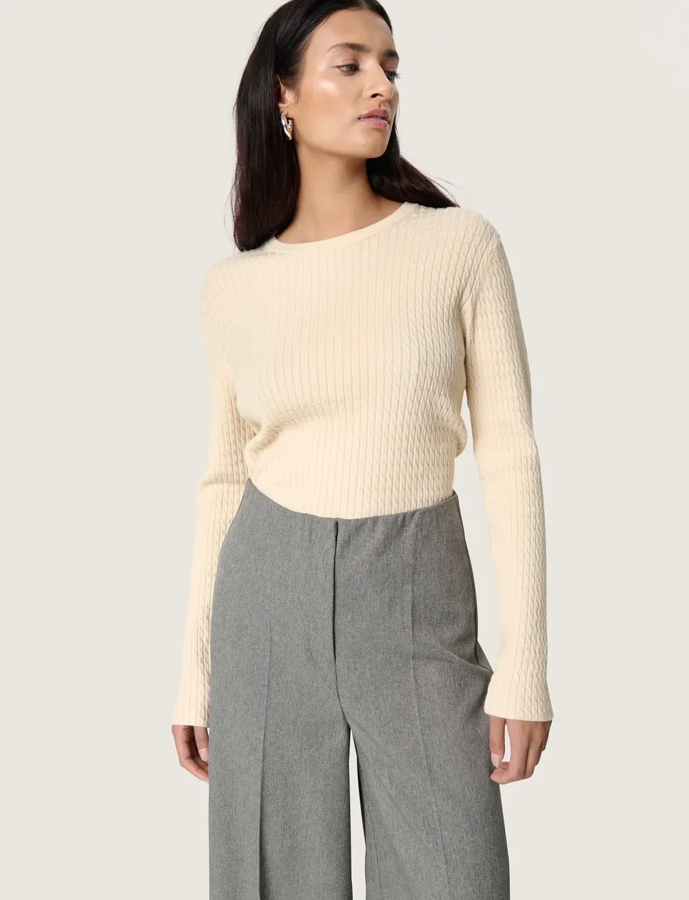 Soaked in Luxury - SLSpina Cable Pullover - pullover - sandshell - 0