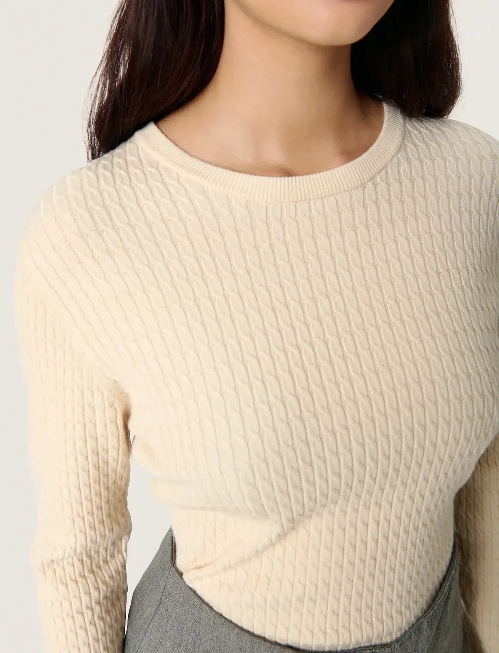 Soaked in Luxury - SLSpina Cable Pullover - pullover - sandshell - 5