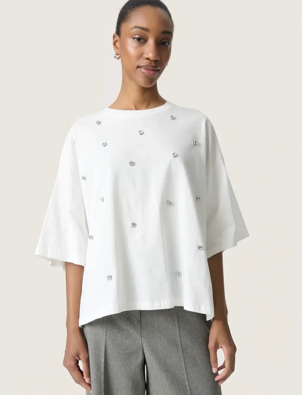 Soaked in Luxury - SLAfshan Simili Tee - t-shirts - broken white - 0