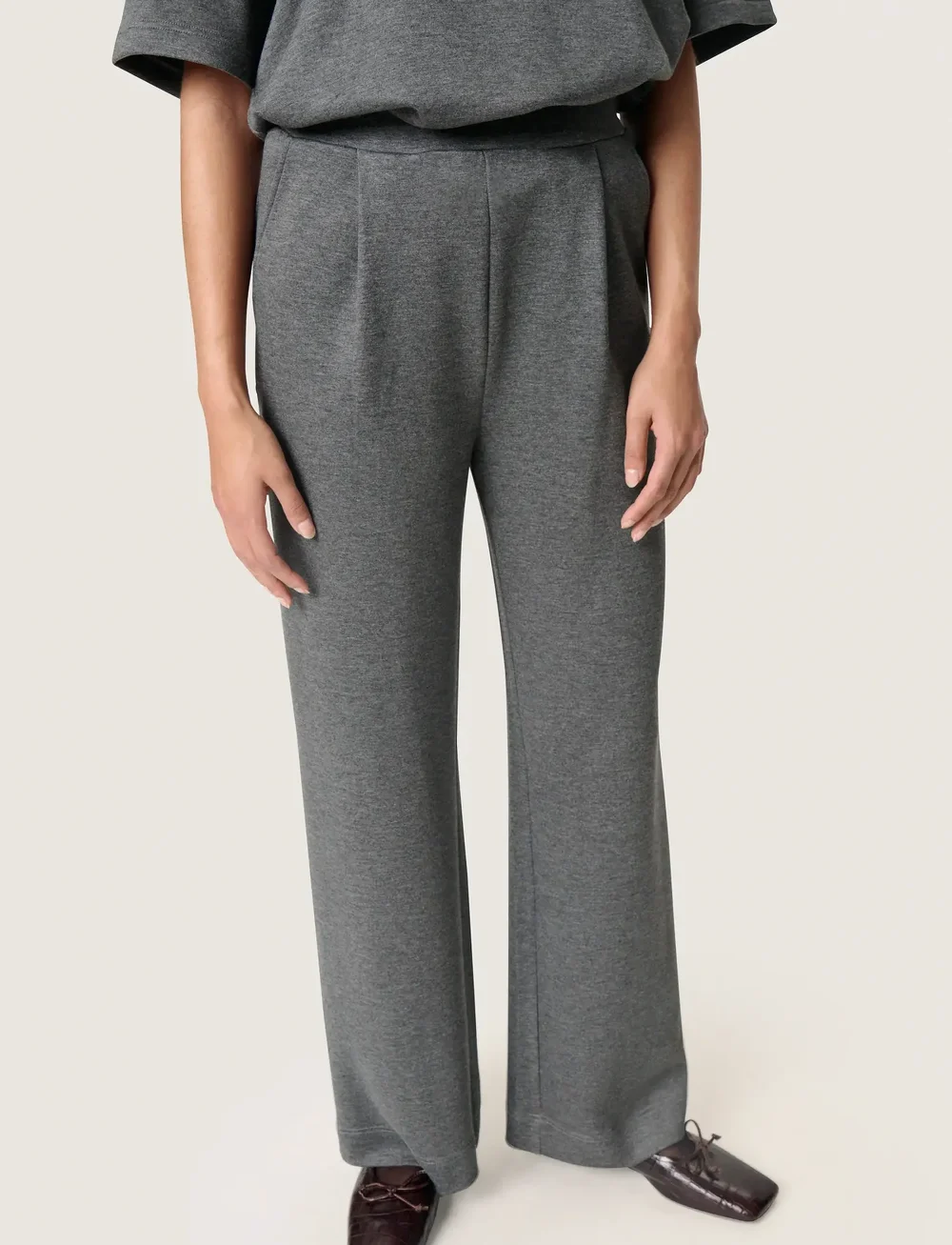 Soaked in Luxury - SLMarigold Pants - straight leg trousers - grey melange - 0